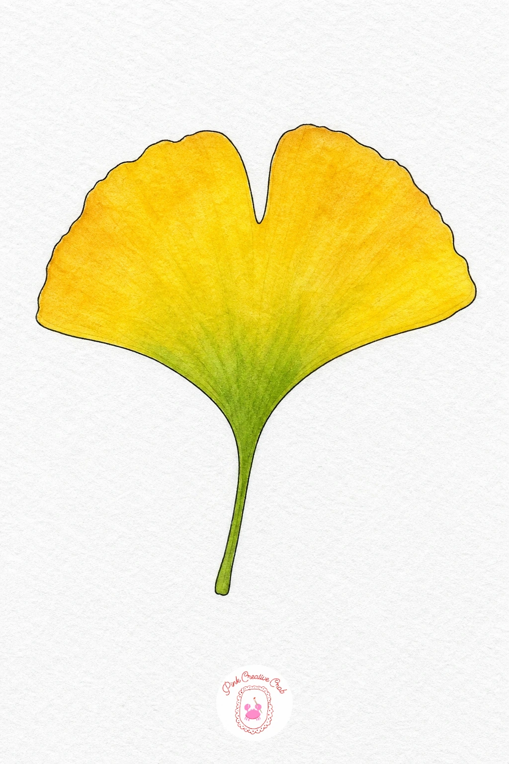 Ginkgo Leaf — Wet the fan shape and drop a golden yellow across the top half, then bring a touch of green up from the base so the two colours blend in the