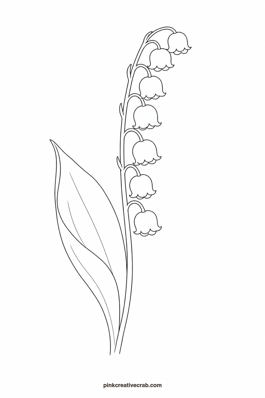 Lily of the Valley Stem Outline printable page. Botanical watercolor