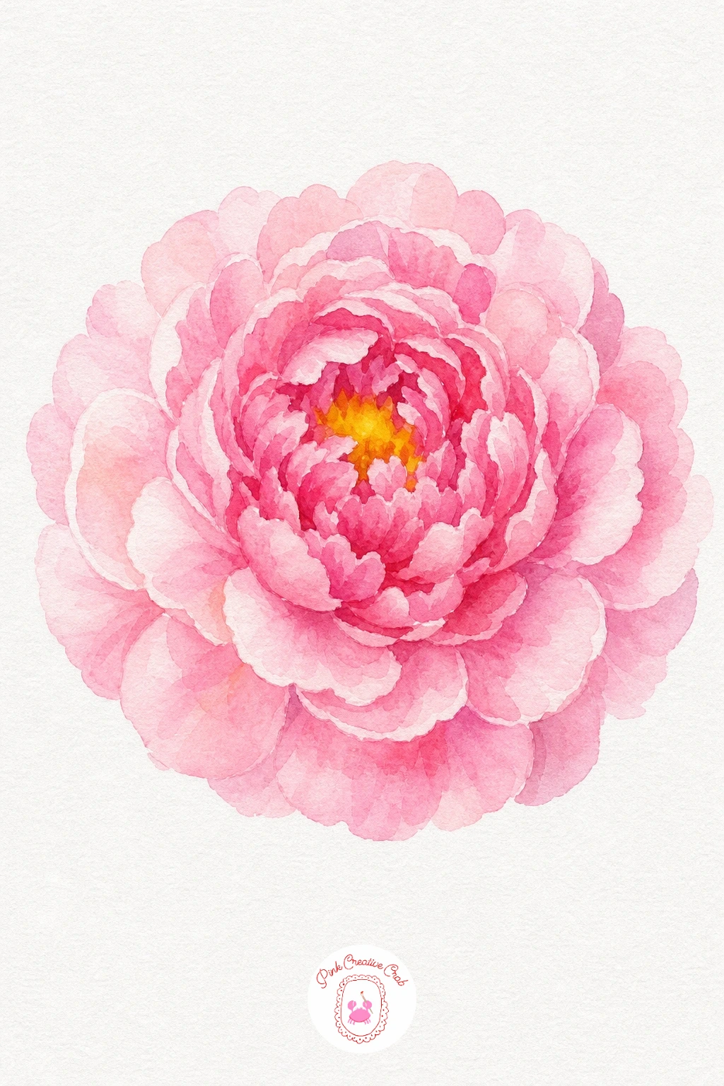Pink Peony — Start with the lightest pink wash over the whole flower and let it dry a little before adding a second, slightly stronger pink into the center