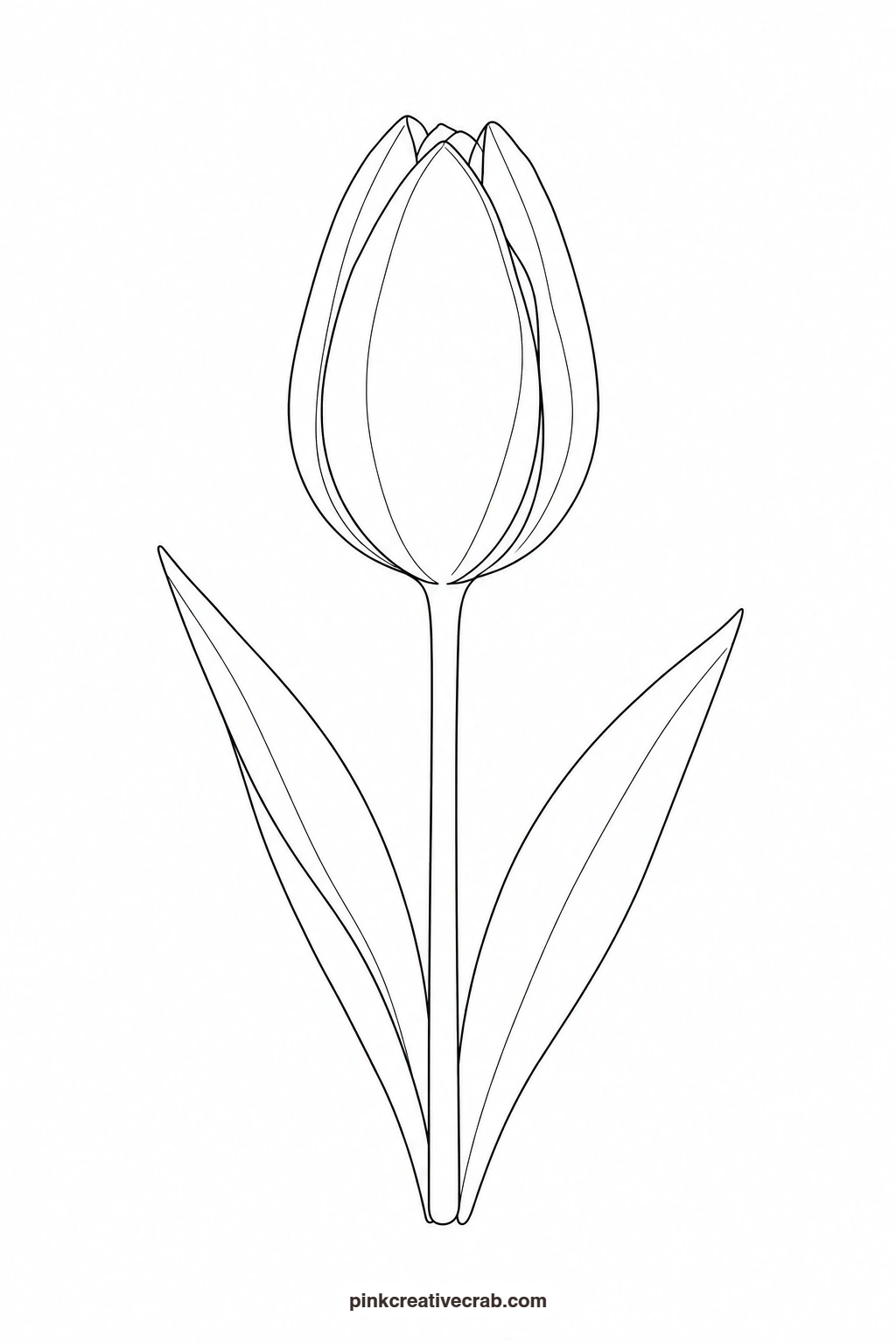 Red Tulip Outline printable page. Watercolor garden paintings