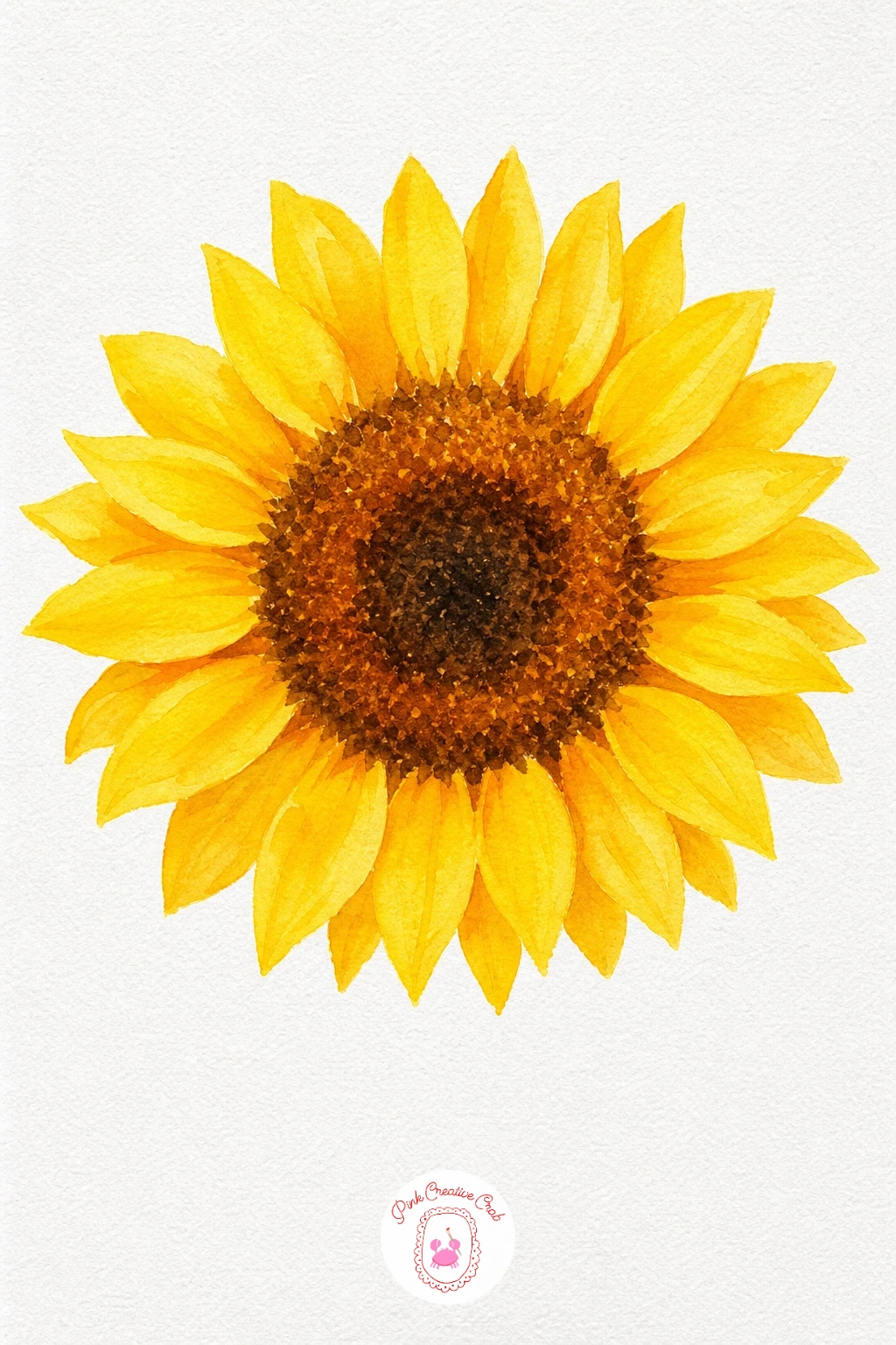Sunflower — Wash each petal with yellow first, then touch a little orange into the base of each one while still damp so the color pools naturally toward the