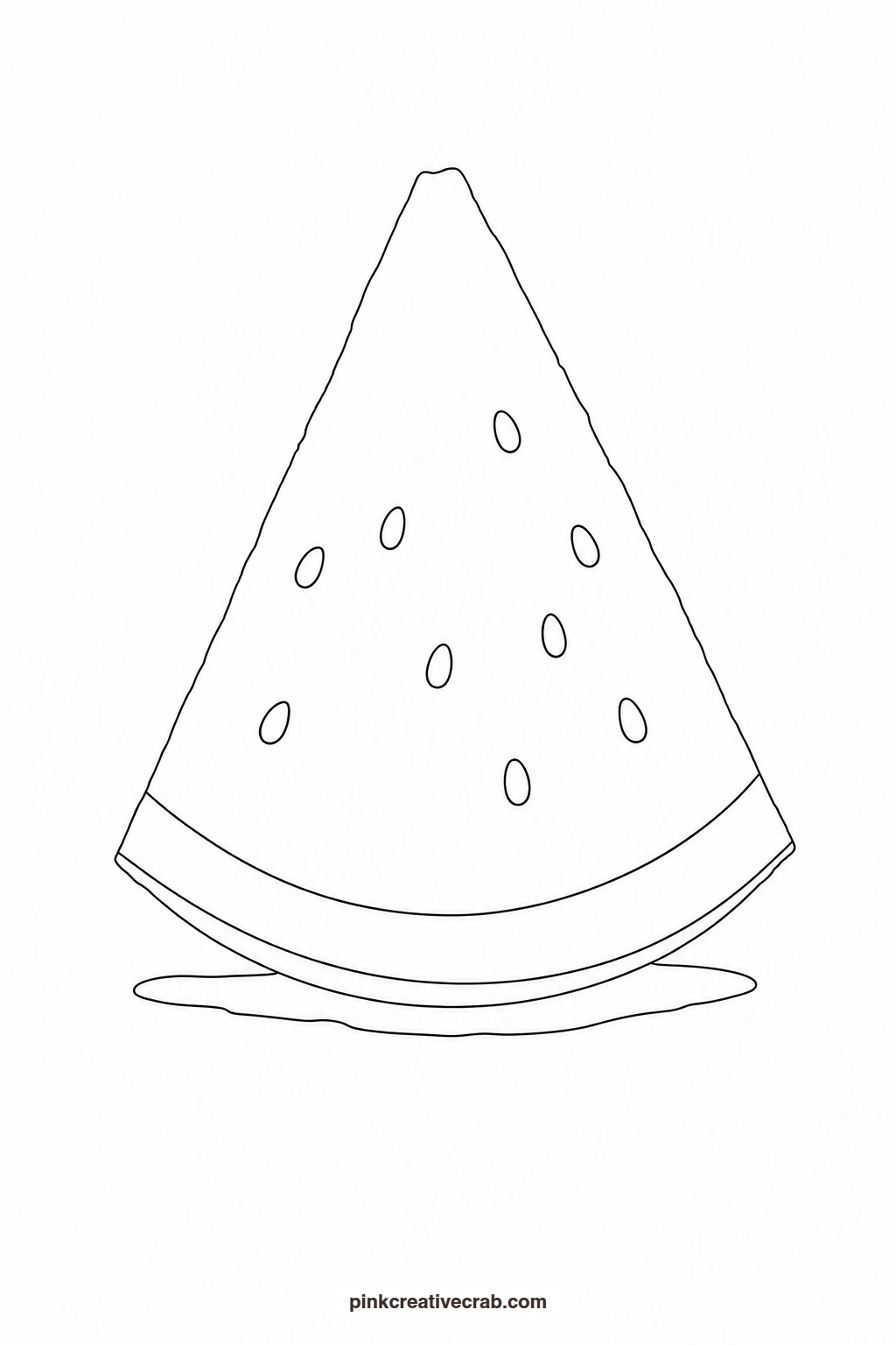 Watermelon Slice Outline printable page. Watercolor fruit
