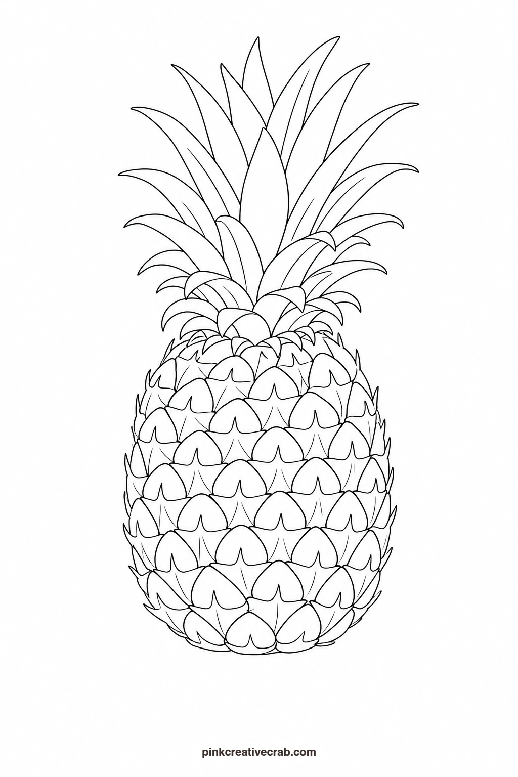 Pineapple Outline printable page. Watercolor fruit