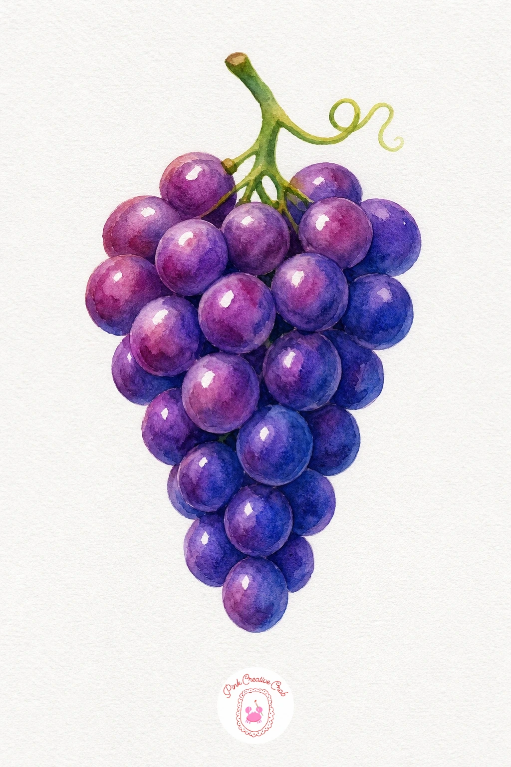 Bunch of Grapes — Wash each grape individually in a cool purple, varying the mix slightly between grapes, some leaning more blue and some more red, so the