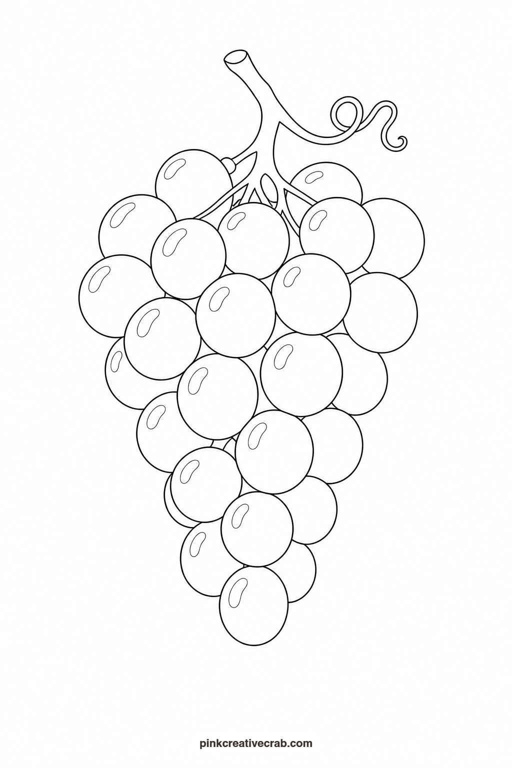 Bunch of Grapes Outline printable page. Watercolor fruit