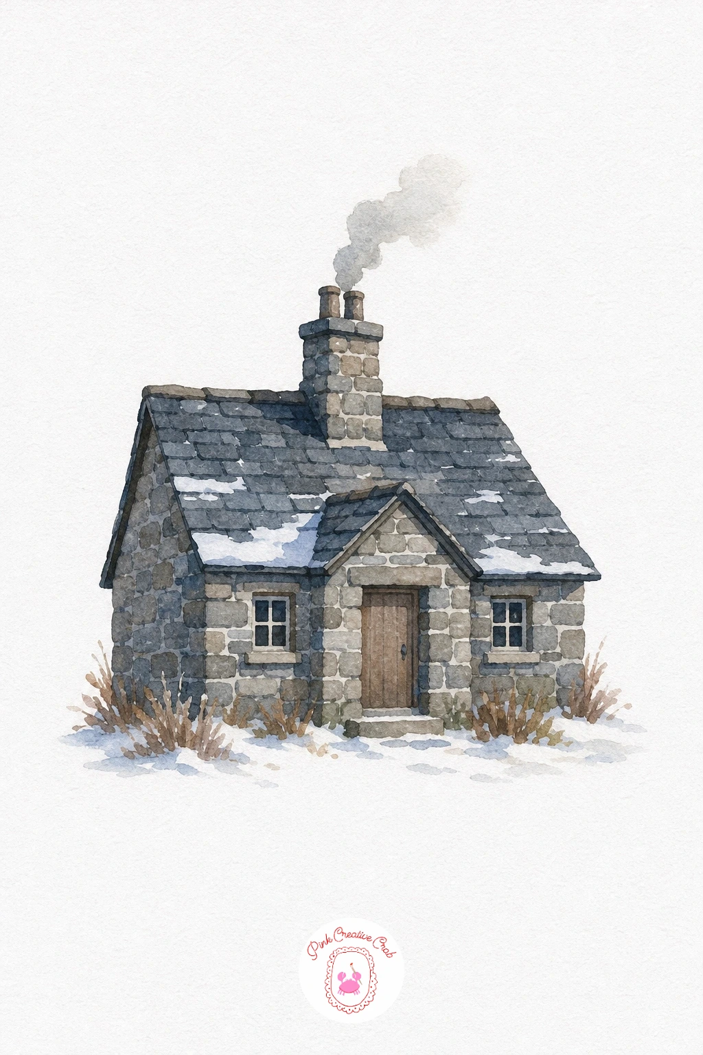Stone Cottage With a Chimney — Wash the sky in a cool pale grey-blue first and let it dry fully. Cottage watercolor