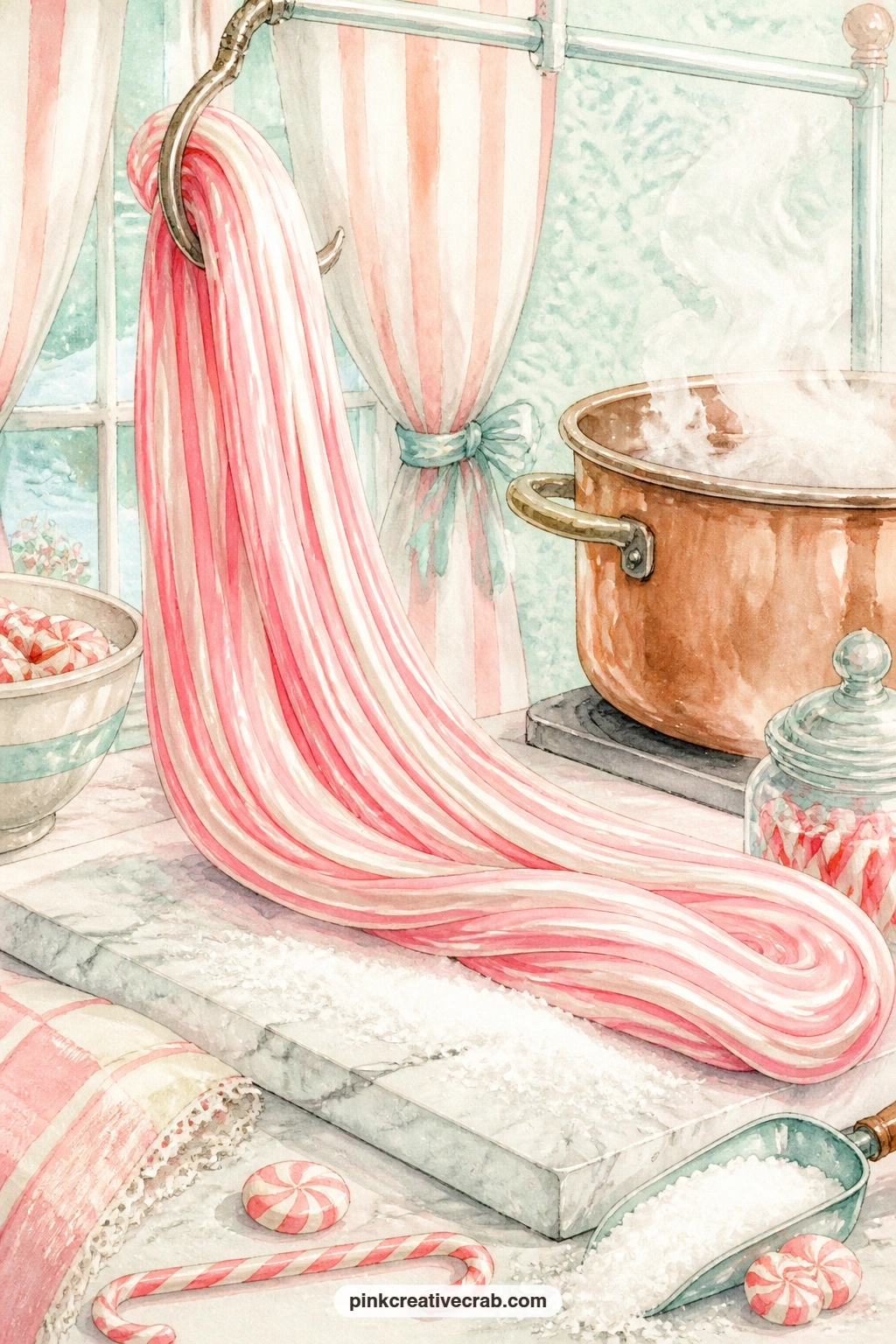 Taffy Pull By The Marble Slab printable page — Place this page beside the confectioner's apron scene later in the set and let the two face each other across a
