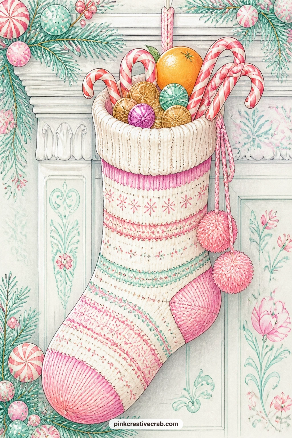 Stocking Full Of Candy printable page — Write a short note on this page about the one candy that always turns up at the toe of the stocking, year after year