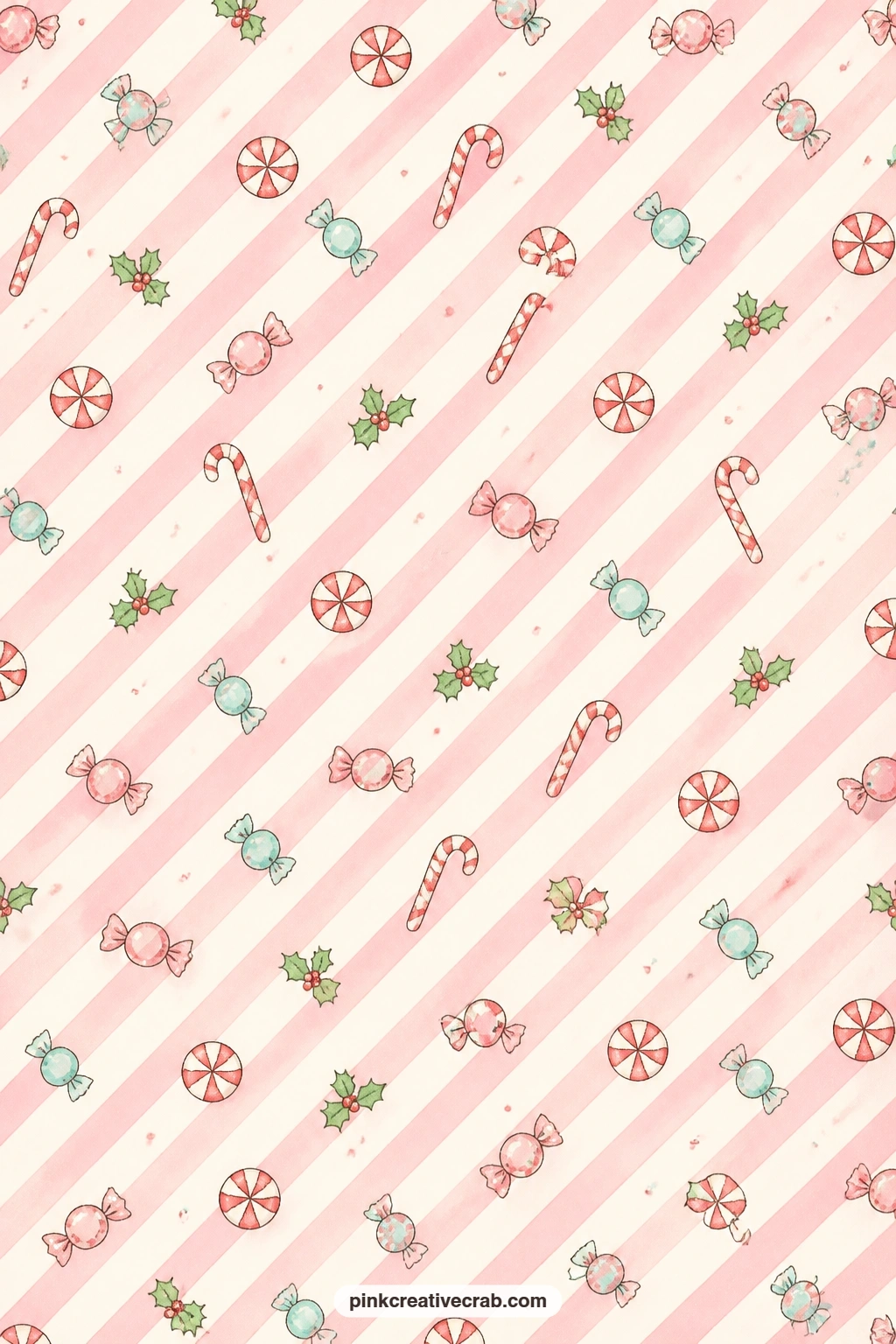 Pink And White Candy Stripe printable page — Classic pink and white stripes cover this sheet top to bottom, ready to sit behind a photo of a holiday party