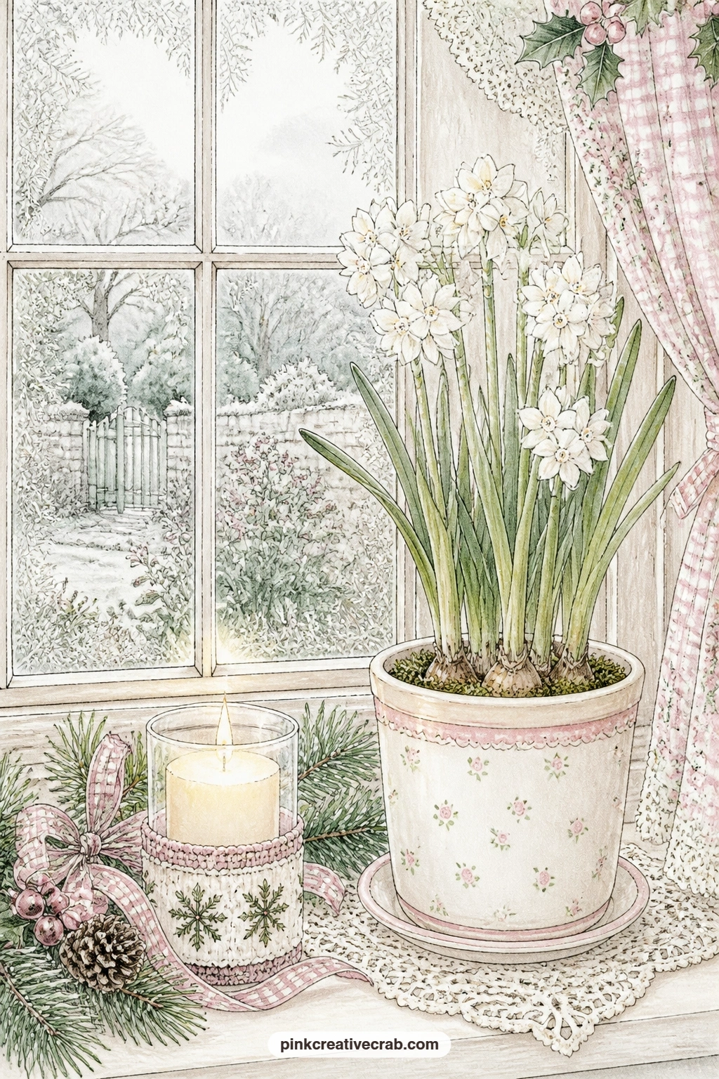 Windowsill With Paperwhites printable page — Ask yourself a simple question before you write here: what are you waiting for this season, and let that be the