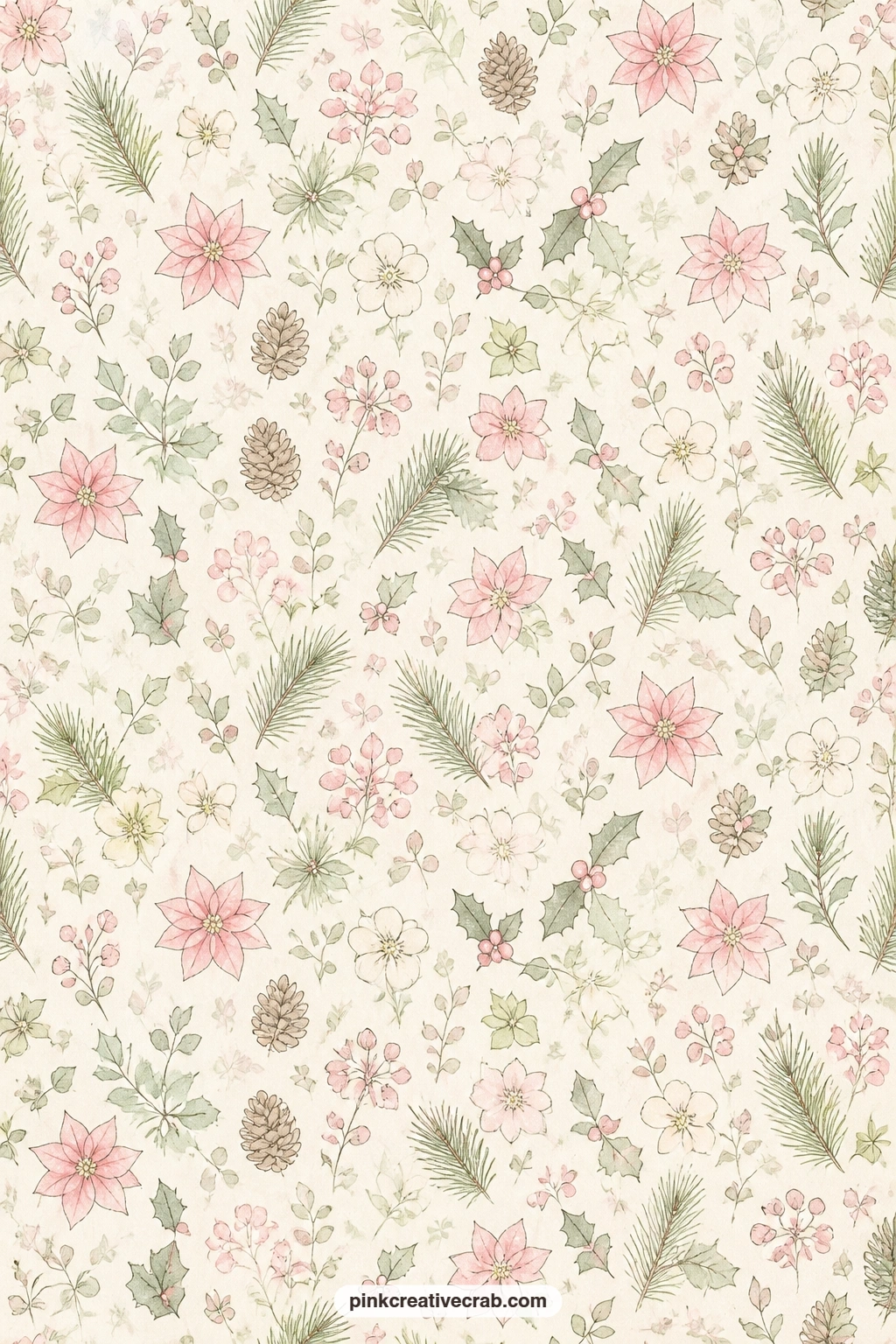 Cream And Sage Cottage Floral Background Paper printable page — Small florals in cream and sage drift evenly across this sheet, a gentle choice behind a window