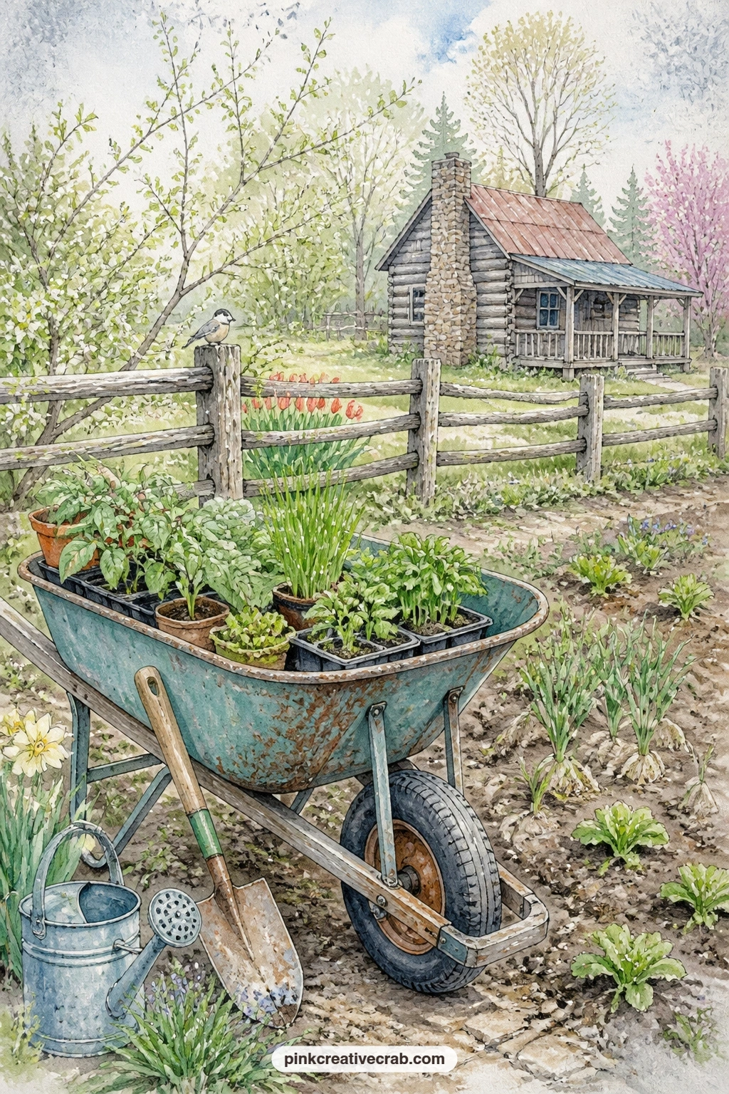 Spring Garden Seedlings printable page — This page suits a reader starting her own garden journal, someone who wants a place to note planting dates and little