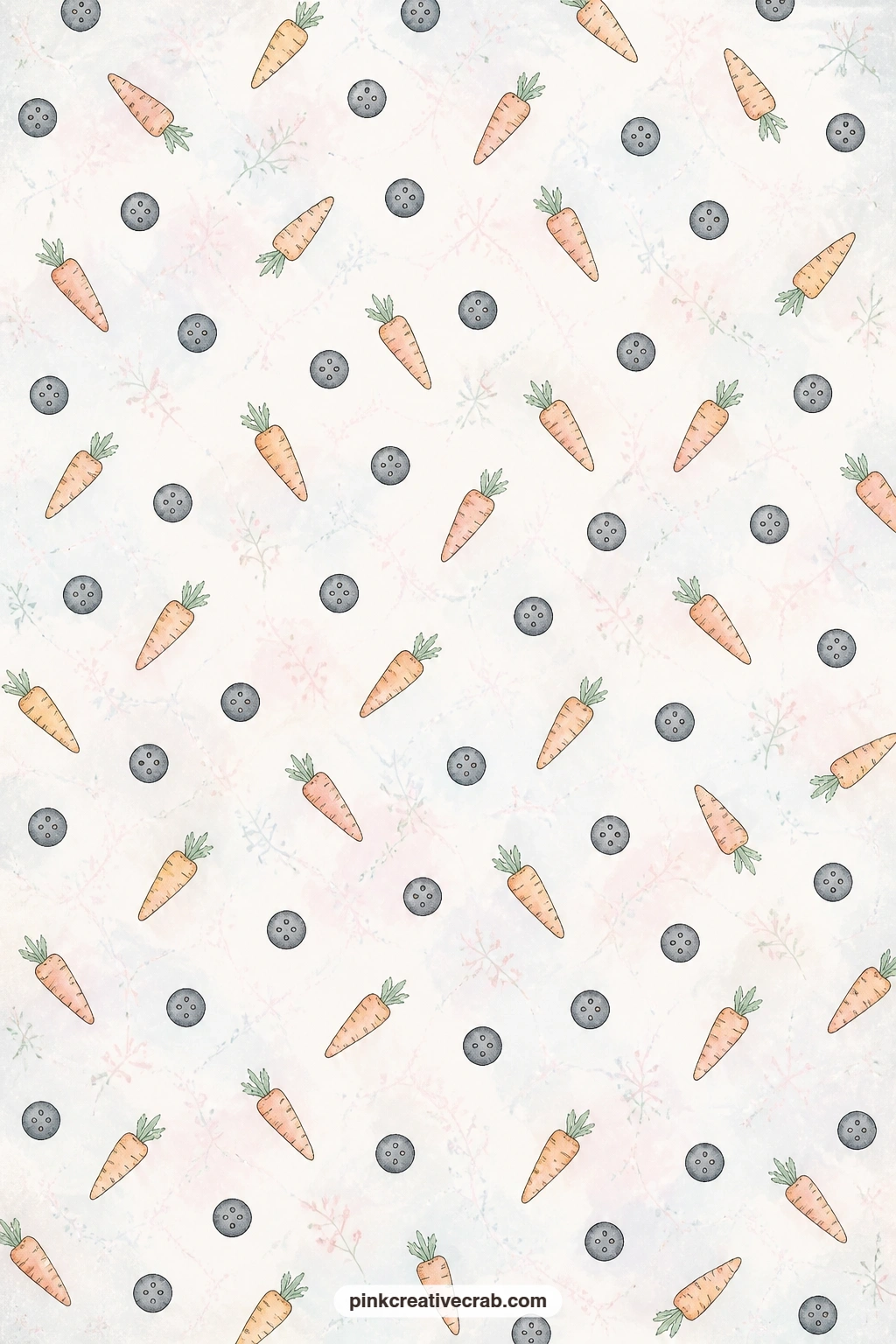 Carrot Noses And Coal Buttons Background printable page — Scatter carrot noses and little coal buttons across this cream paper and use it as a pocket lining, a