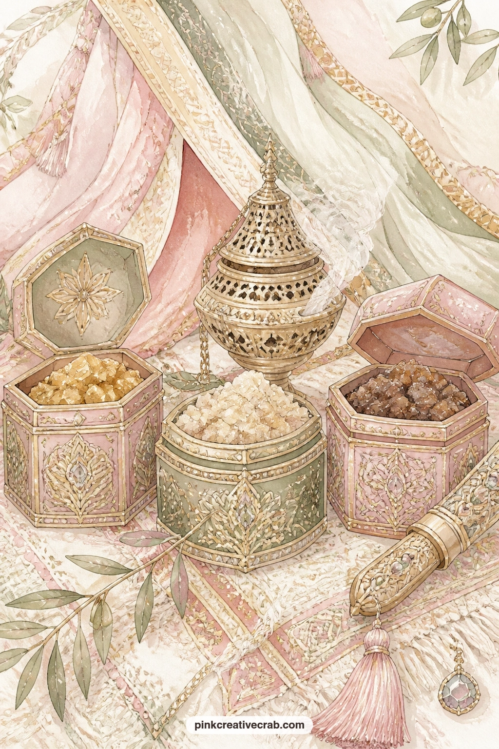 Gifts Of Gold And Spice printable page — Tuck a small paper tag behind this page naming each gift, gold, frankincense and myrrh, so a reader lifting the flap