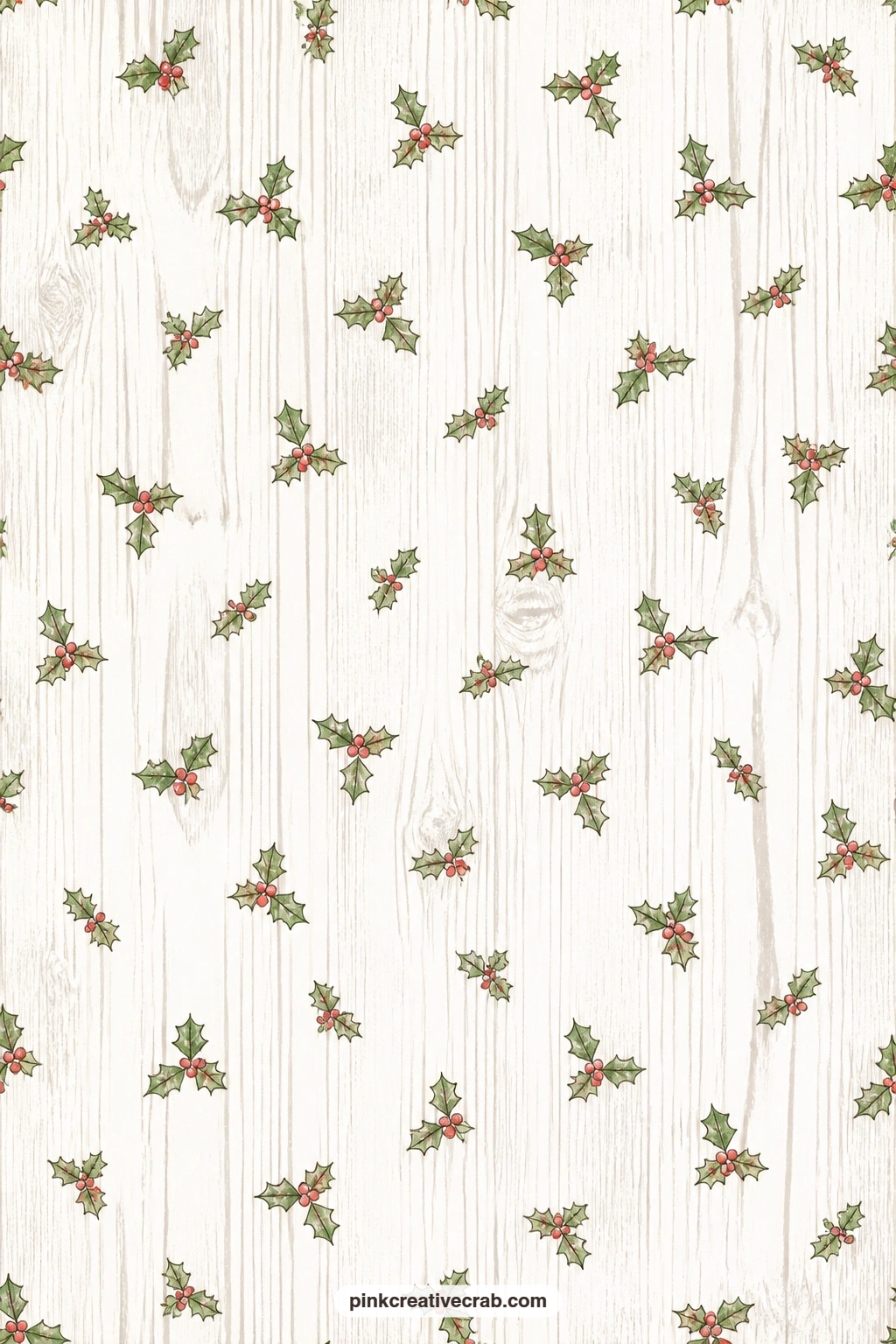 Wood Grain And Holly Background printable page — Warm brown wood grain runs beneath scattered holly leaves on this paper, a steady choice under a photo of the