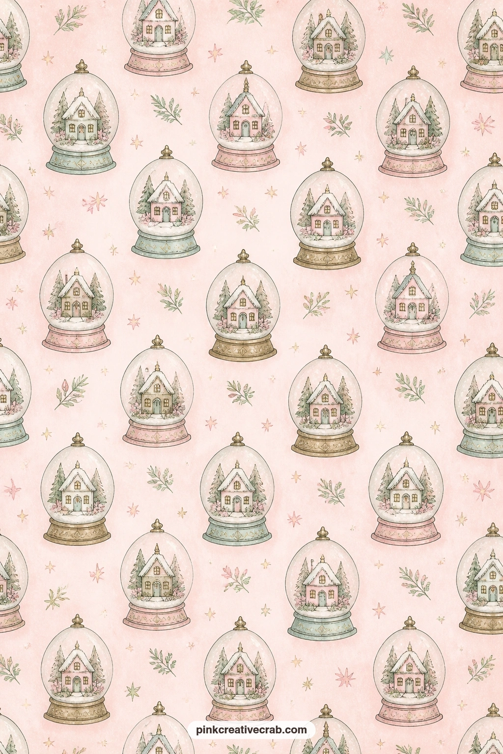 Blush Pink Cottage Globes Pattern printable page — Try this blush pink pattern behind the Victorian house vanity page, as a journal cover, or cut down small to