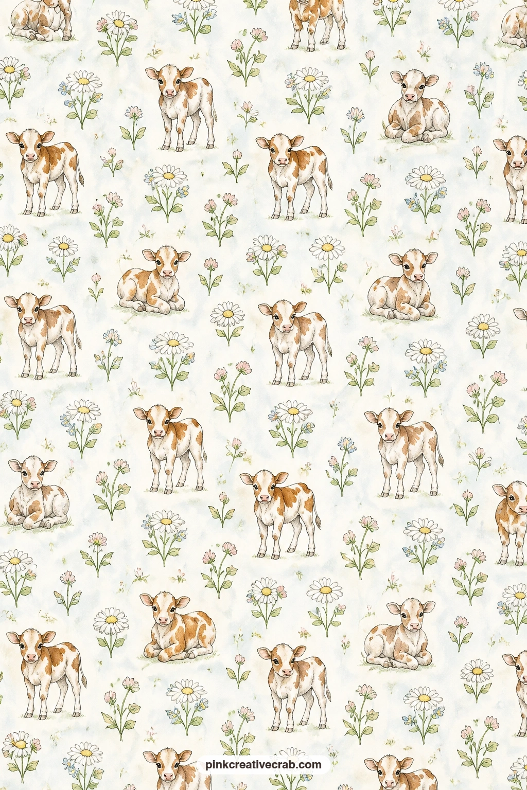 Calves And Daisies Background printable page — This soft blue paper works well behind a meadow photo, as a pocket for a pressed daisy, or as the backing sheet