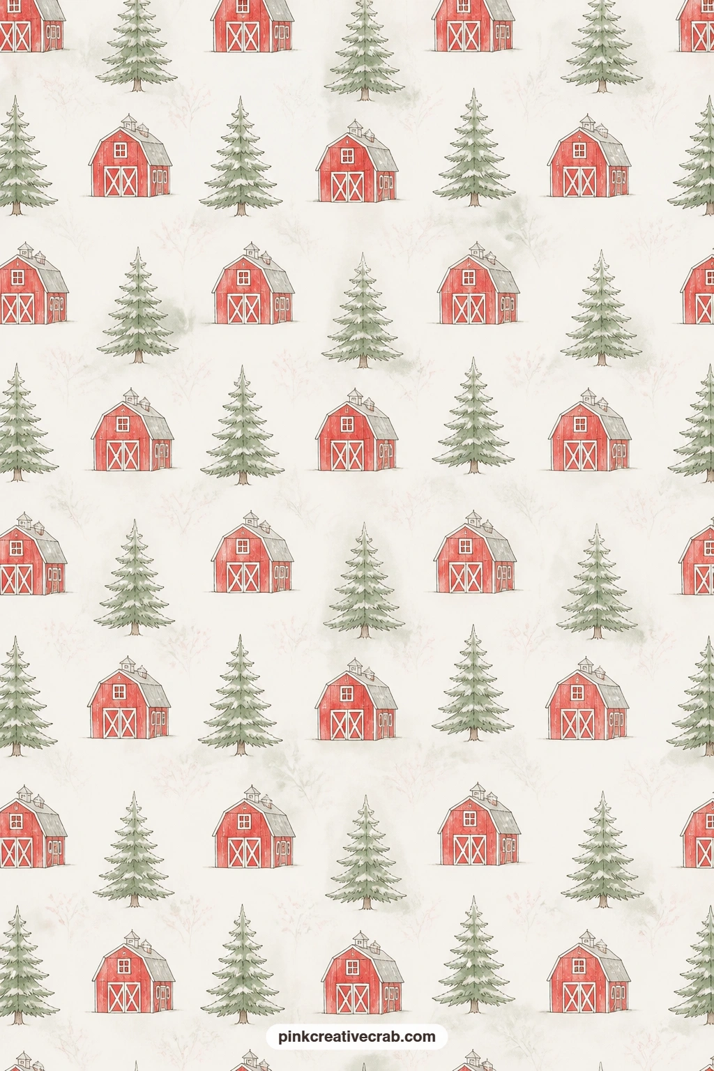 Tiny Barn And Pine Pattern printable page — Slip this pattern behind the pickup truck page as suggested earlier, use it to line a pocket holding farm photos