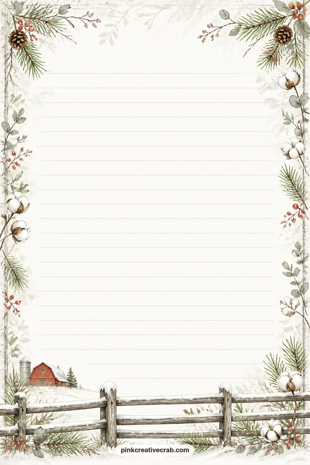 Split Rail Fence Lined Page printable page — Jot a simple holiday menu along these lines, a note to tuck in next year's journal, or a list of gifts still left