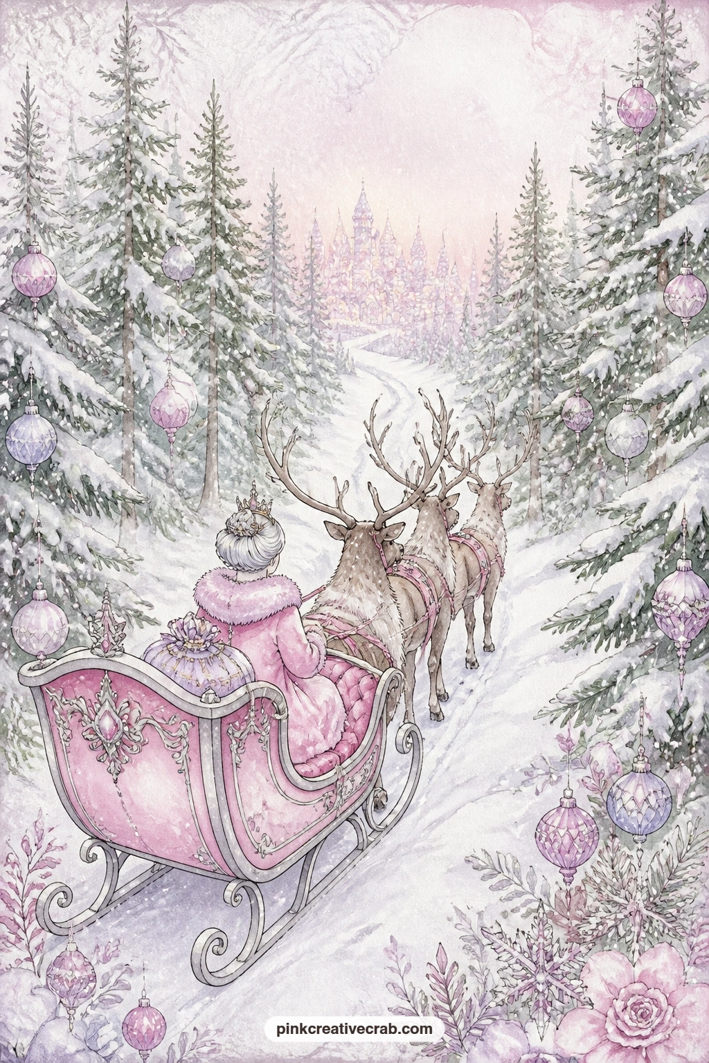 Sleigh Through The Pine Forest printable page — Five minutes to spare and nothing else ready yet: glue this single sheet in as a full page and move straight