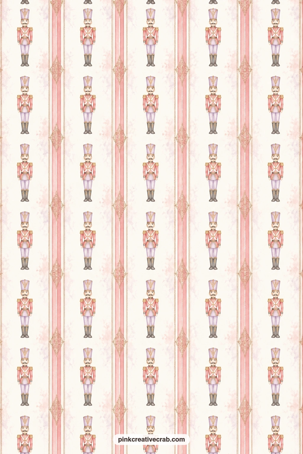 Toy Soldier Stripe Background printable page — Red and gold stripes carry tiny toy soldiers between them, strong enough for a cover sheet, a pocket lining or