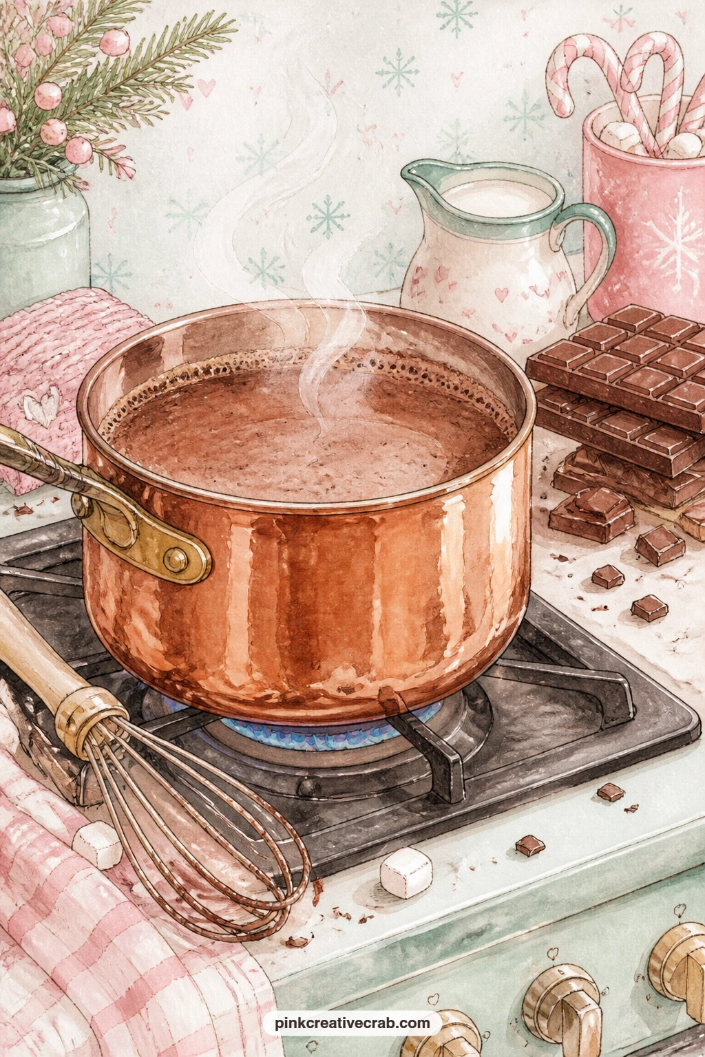 Copper Pot On The Stove printable page — Try the five minute version of this page by printing it as is and simply gluing it straight in, no extra trims needed