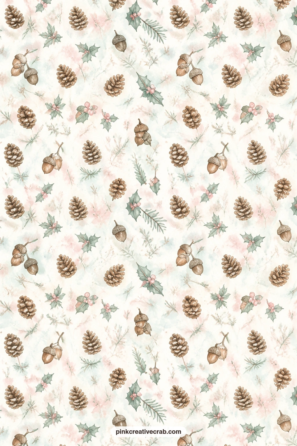 Pinecone And Acorn Pattern printable page — Slide this pattern under a photo of a winter walk, use it as the lining for a small pocket holding pressed leaves