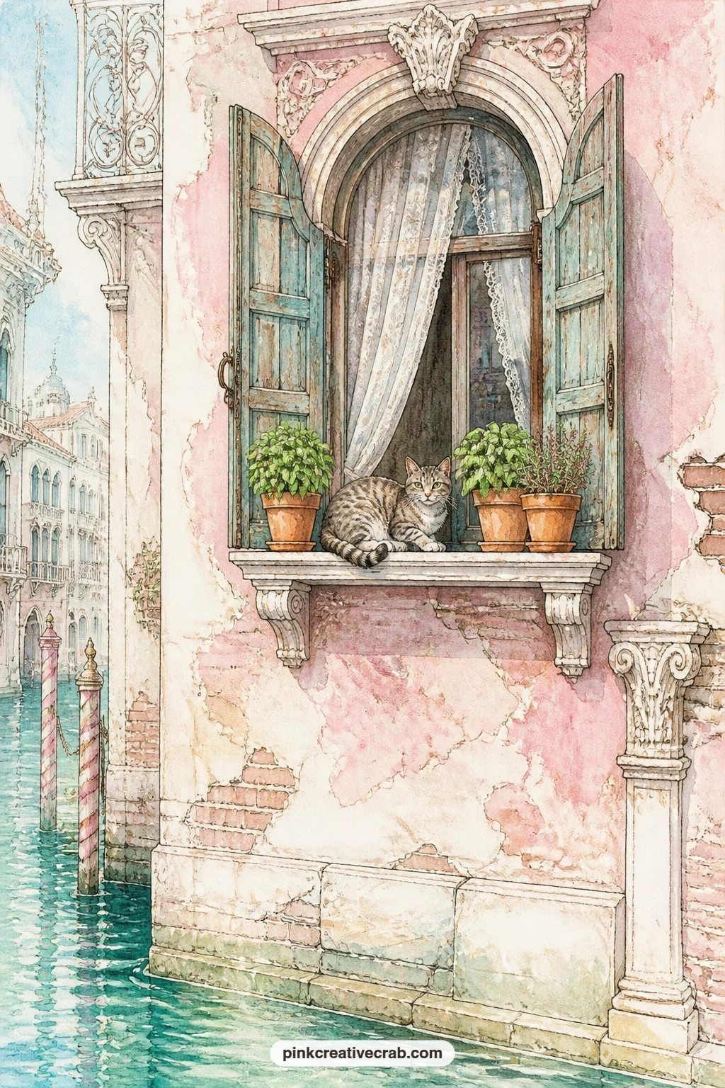 Palazzo Window With A Cat printable page — Wondering what to pair this one with, try the Italy junk journal pages if you are building a wider trip journal
