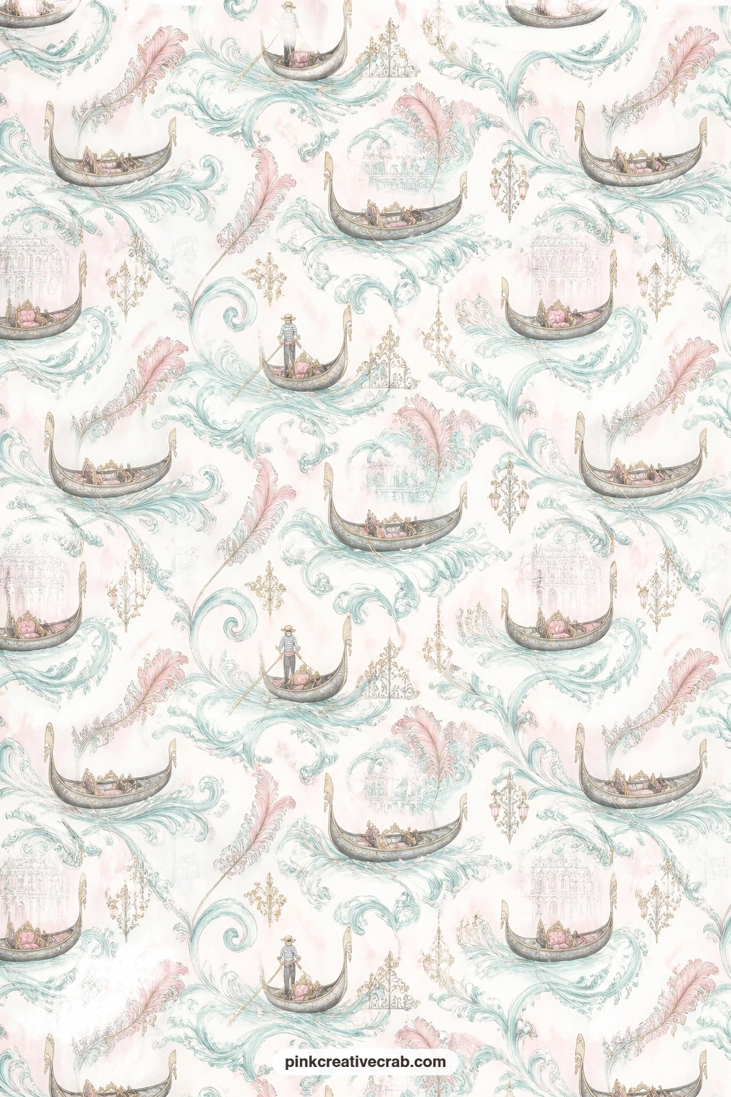 Gondola Wave Pattern printable page — Use this all-over wave pattern under a travel photo, as the lining inside a pocket page, or wrapped around a plain