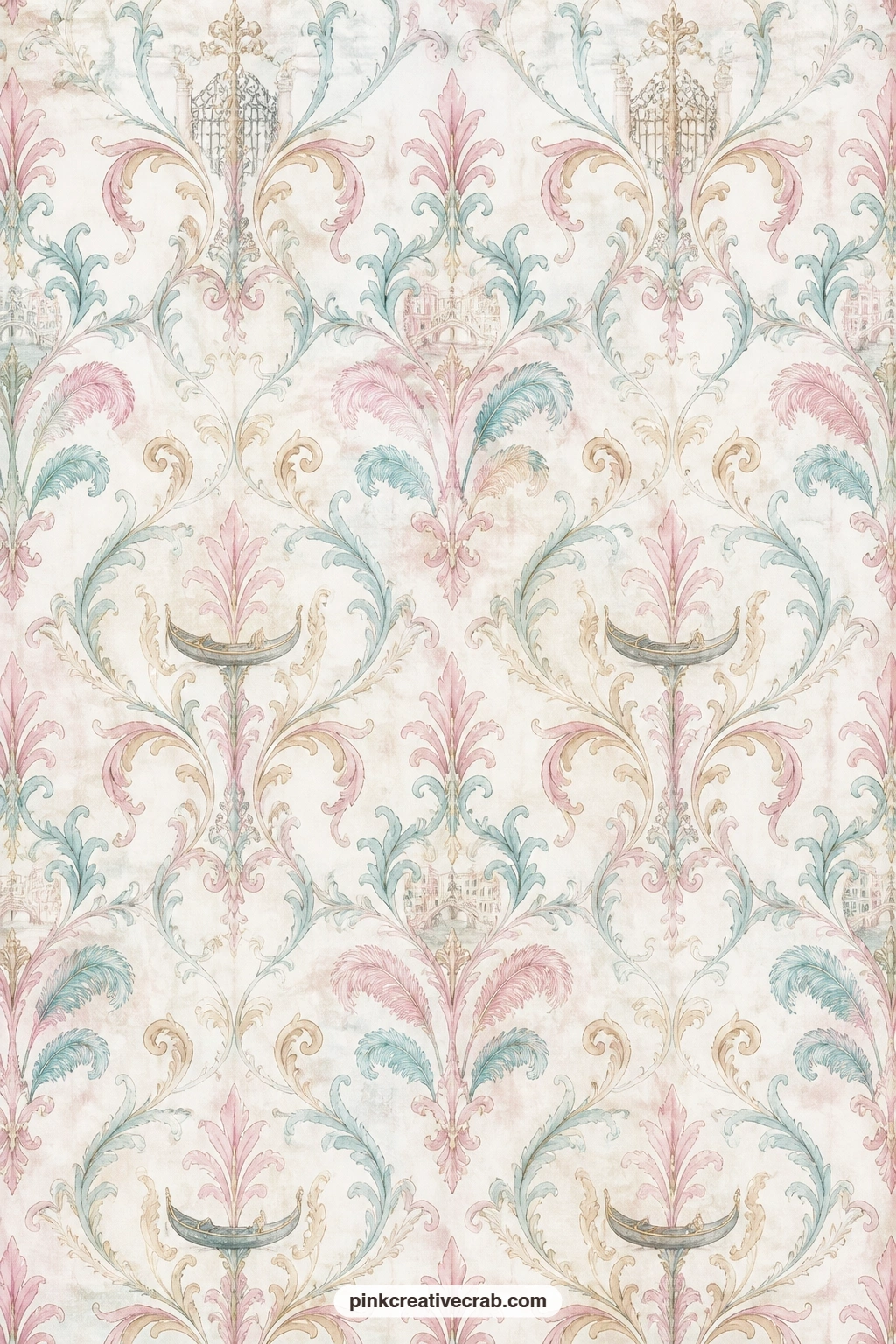 Venetian Damask Pattern printable page — Keep this damask sheet for a journal cover or title page, since the formal repeating scrollwork reads as elegant