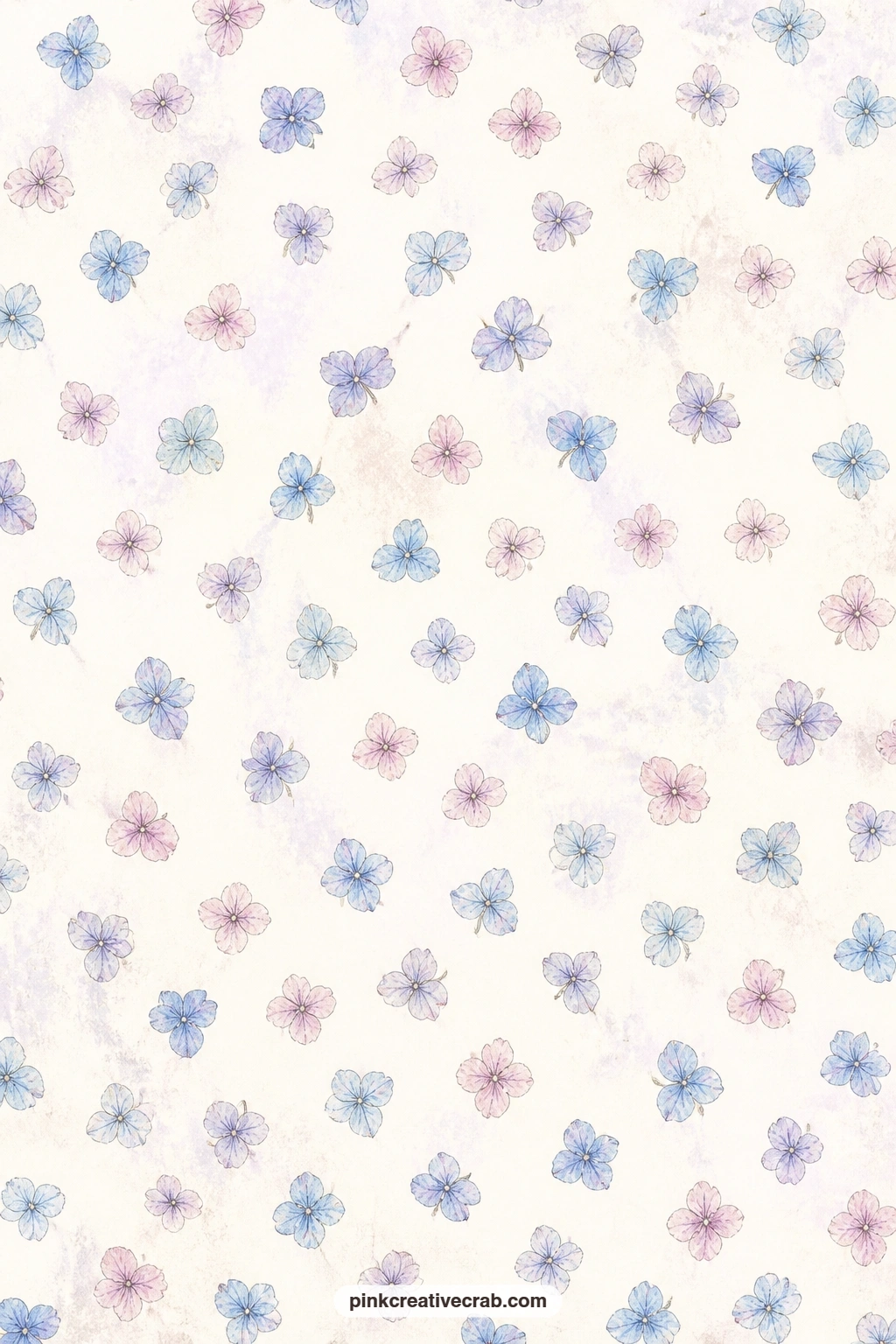 Scattered Petals On Cream Pattern printable page — Tiny hydrangea petals scatter loosely across a soft cream ground, light enough to slide behind a photo