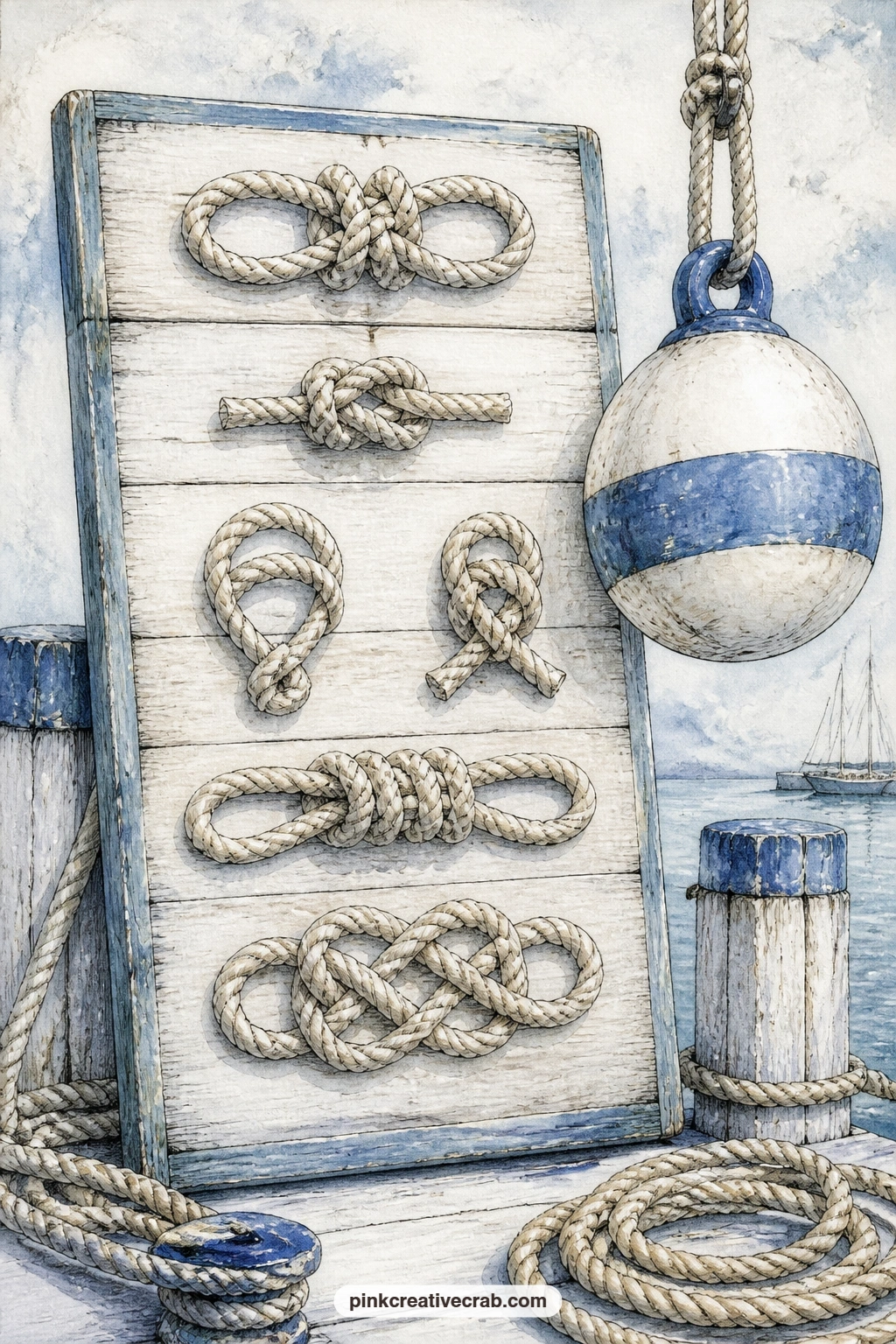 Rope Knots On A Display Board printable page — Try tea-staining just the edges of this sheet before gluing it in, dabbing a strong brew along the border with a