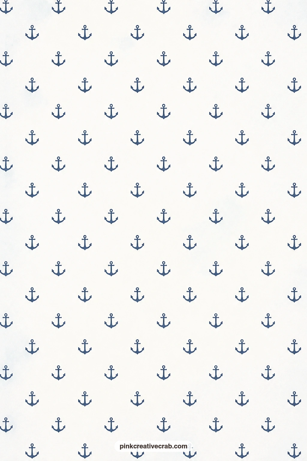 Navy Anchors On White Pattern printable page — Small navy anchors scatter evenly across clean white paper, giving a crisp base to slip behind a photo, line the