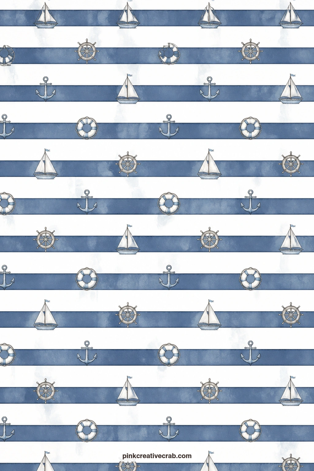 Blue And White Sailor Stripe Background printable page — Even horizontal stripes in soft navy and warm white run the full length of the sheet, perfect behind a