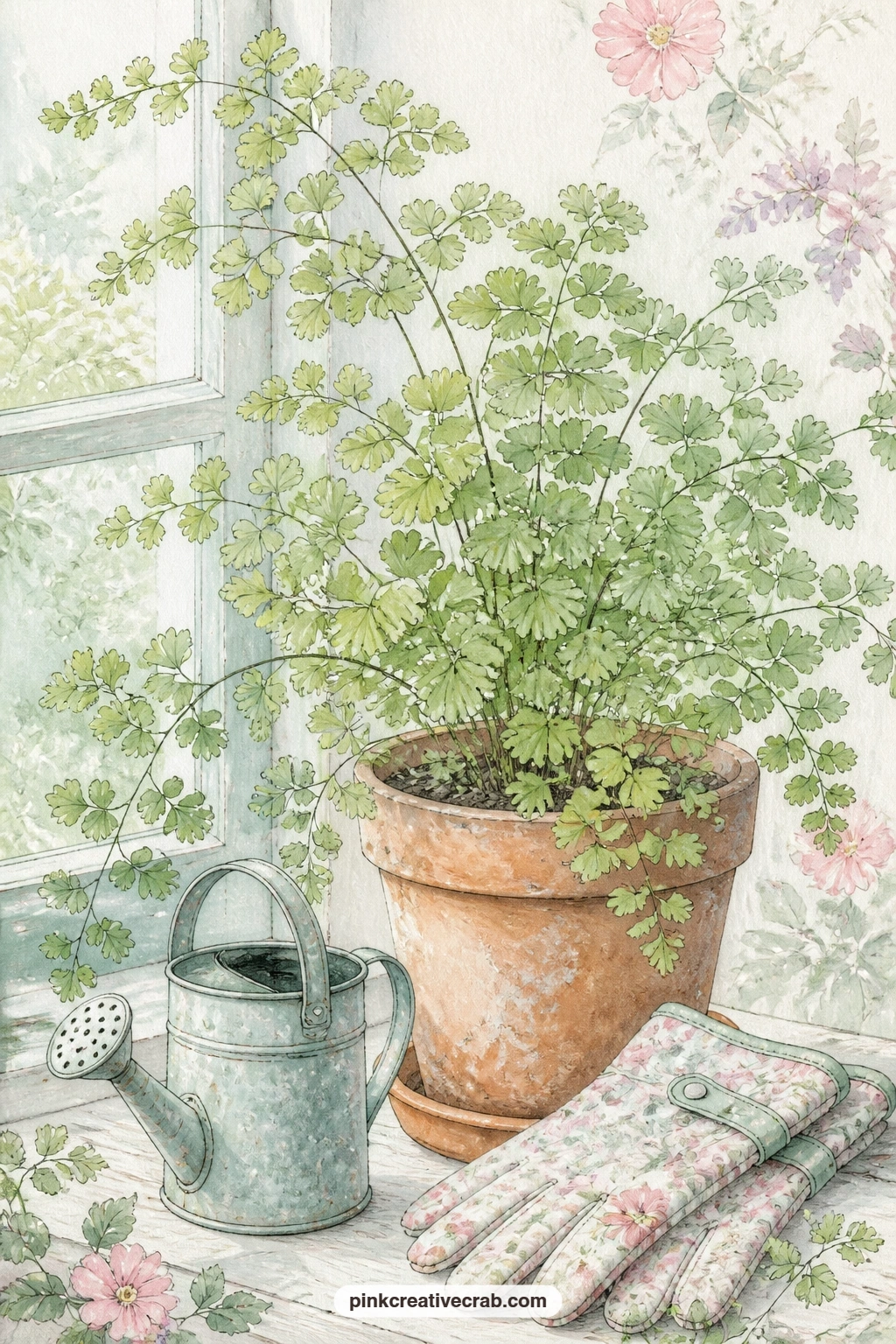 Maidenhair Fern In Terracotta Pot printable page — Ask yourself a short question on this one before you write: which plant on your windowsill needs the most