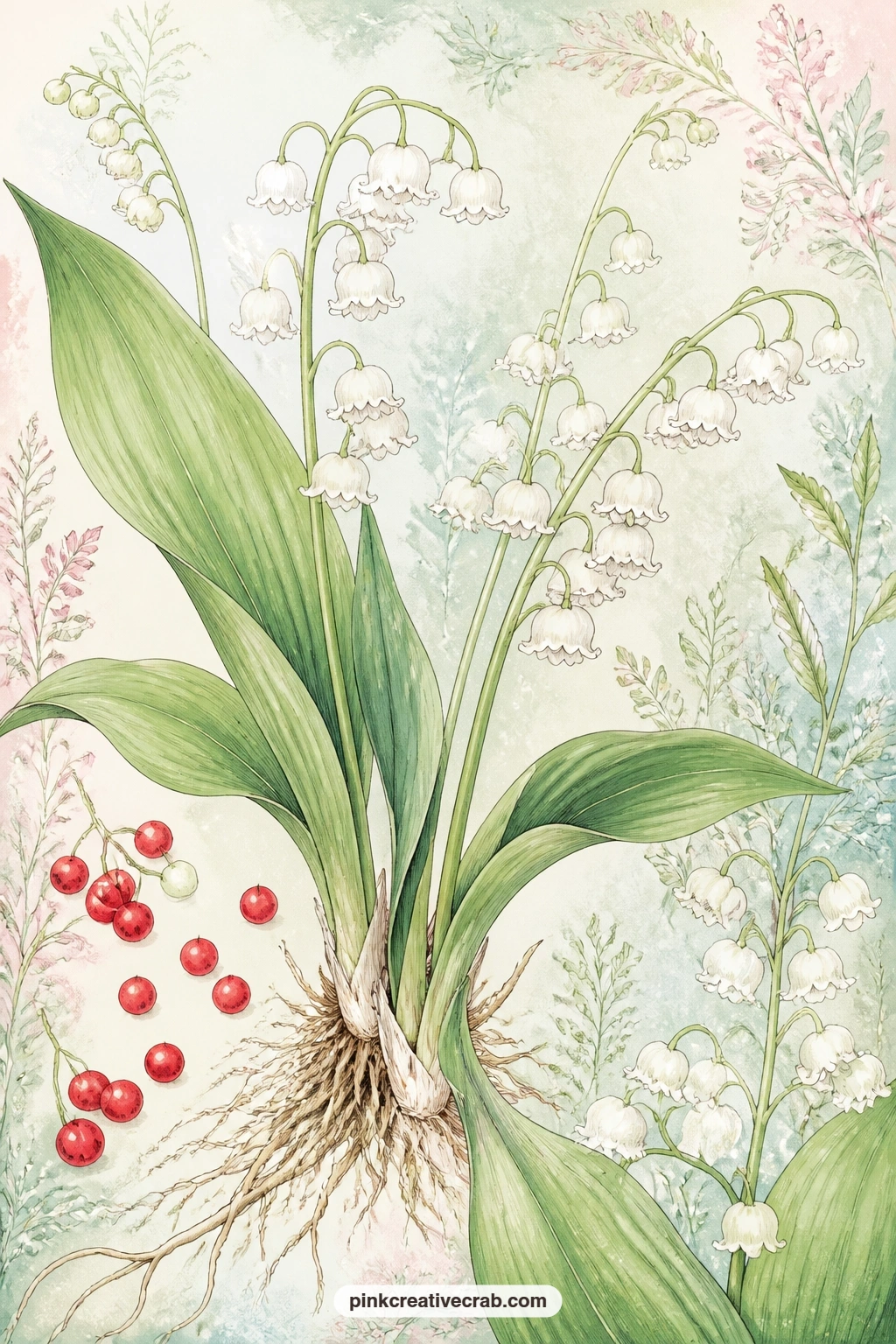 Lily Of The Valley Study printable page — Give this delicate lily of the valley plate to the gentlest page in a gift journal, perhaps for a bride or a new