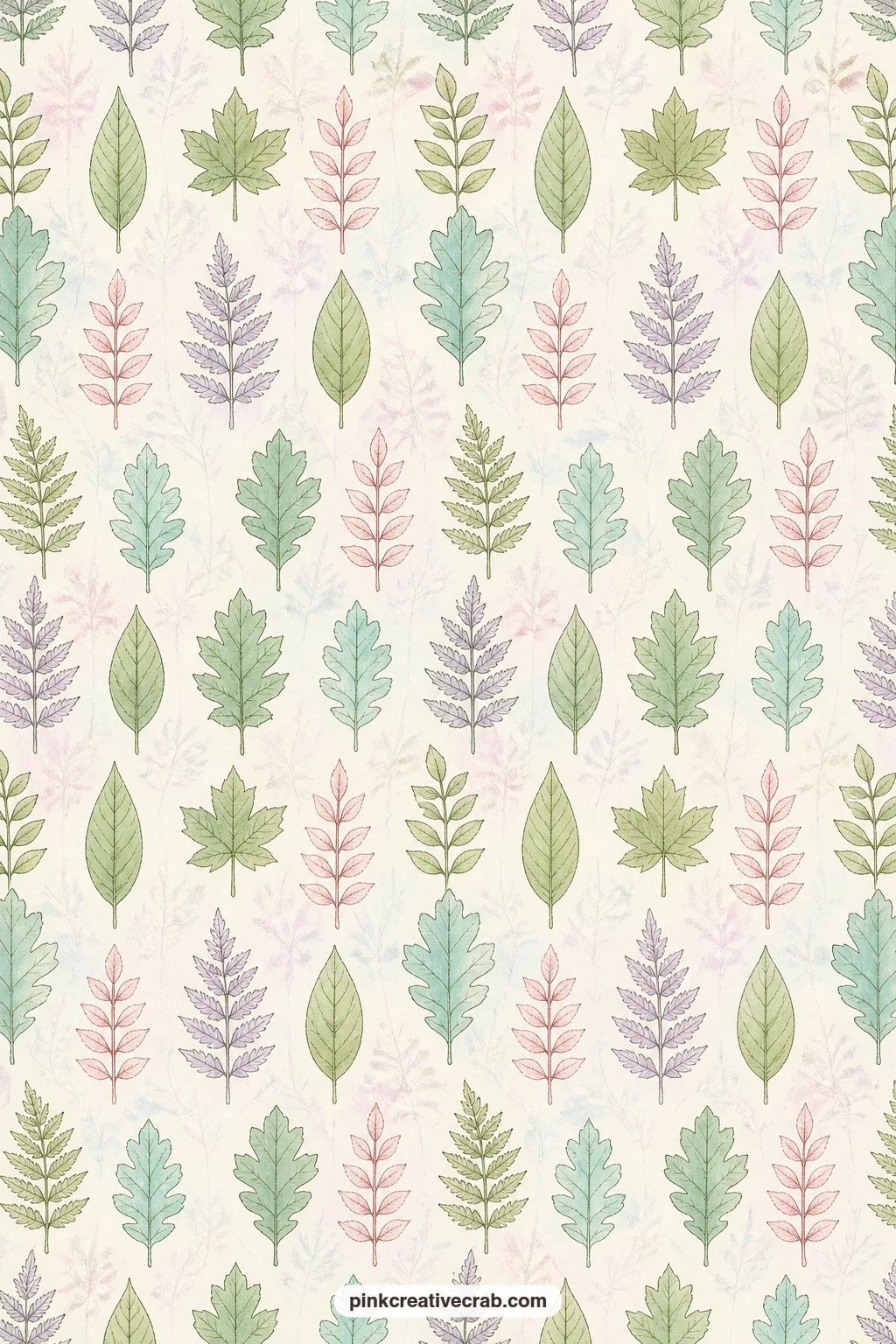 Vintage Leaf Specimen Grid printable page — Pressed leaf shapes repeat in a neat grid here, close enough to an old specimen sheet to sit behind a photo, line a