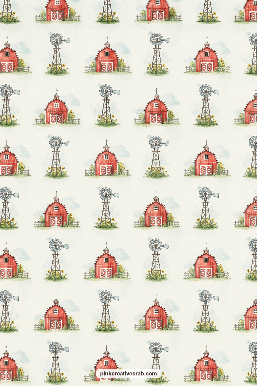 Red Barn And Windmill Background Paper printable page — Use this one behind a photo of the farmhouse itself, as the inside cover of the journal, or cut into