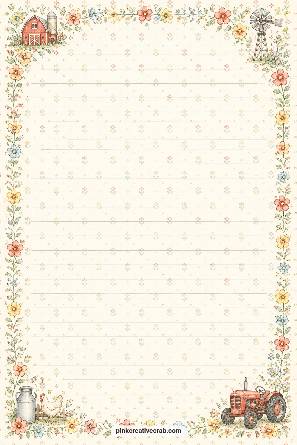 Feed Sack Calico Background Paper printable page — This calico print works as a pocket lining behind the milk can page, a cover wrap, or small strips cut for