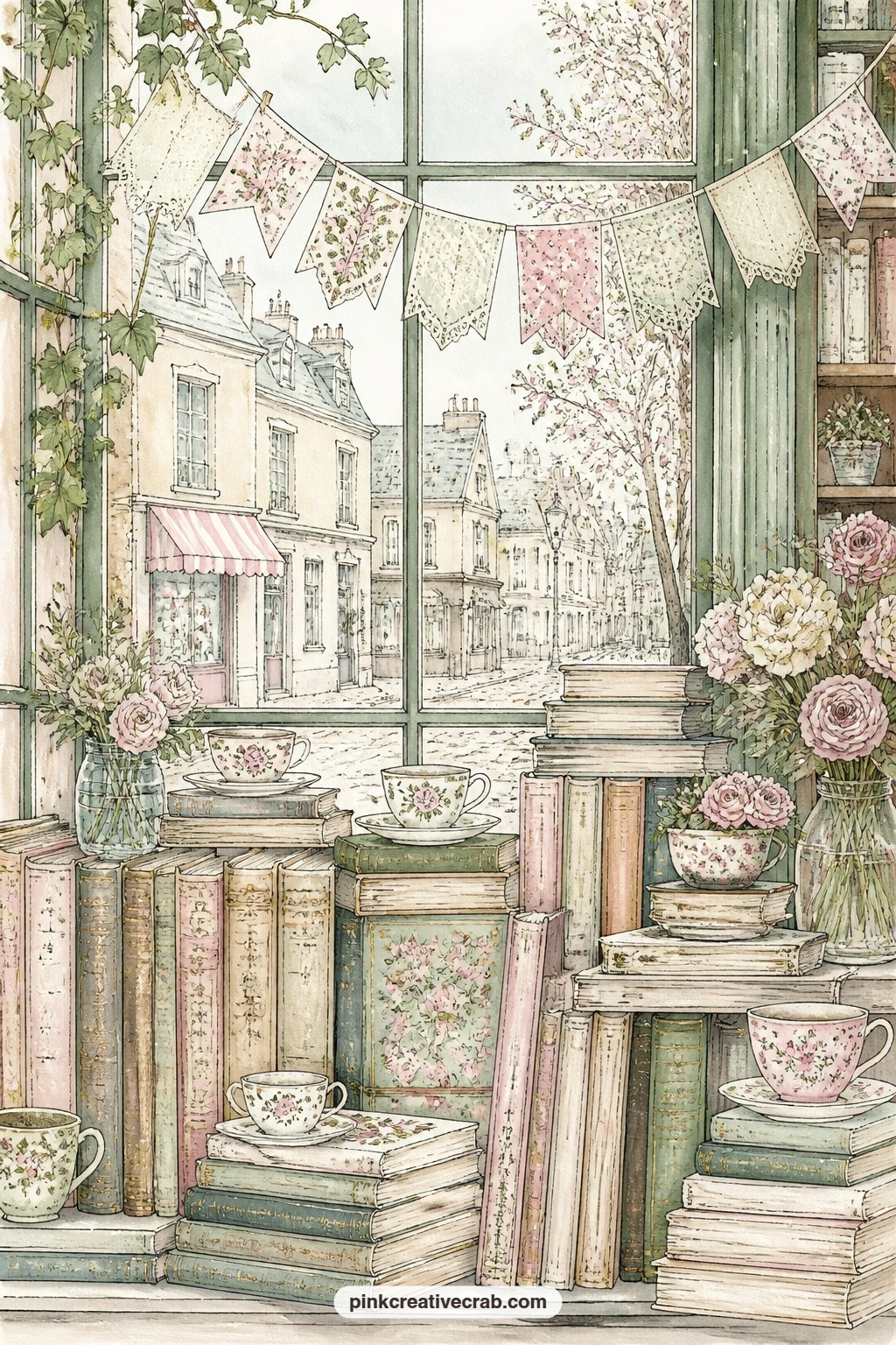 Window Display Of Books printable page — This page suits anyone building a gift journal for a friend who plans her weekends around a good bookshop, since the