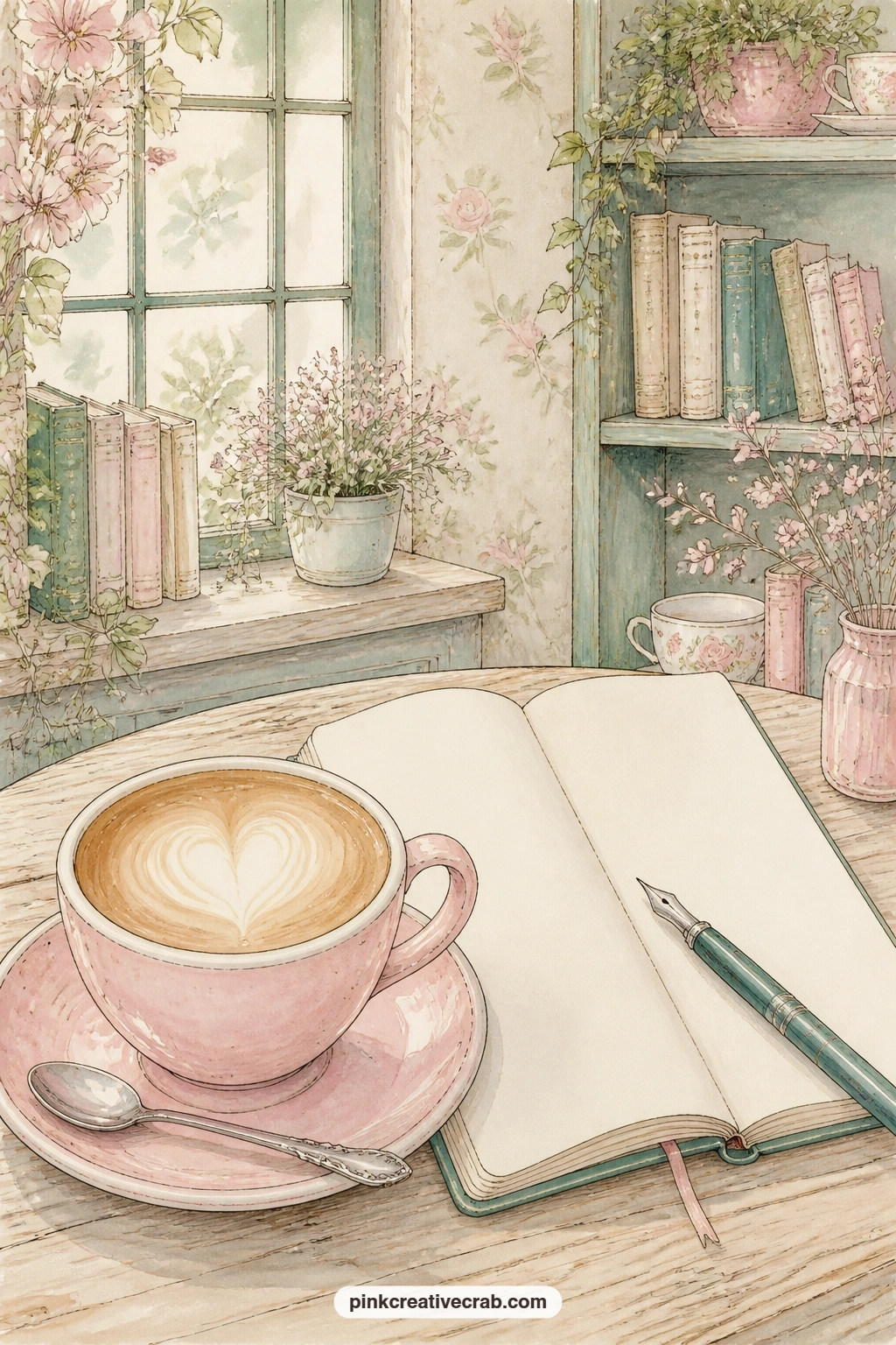 Heart Foam Latte printable page — What would you write in this notebook if nobody else ever read it. Bookshop junk journal