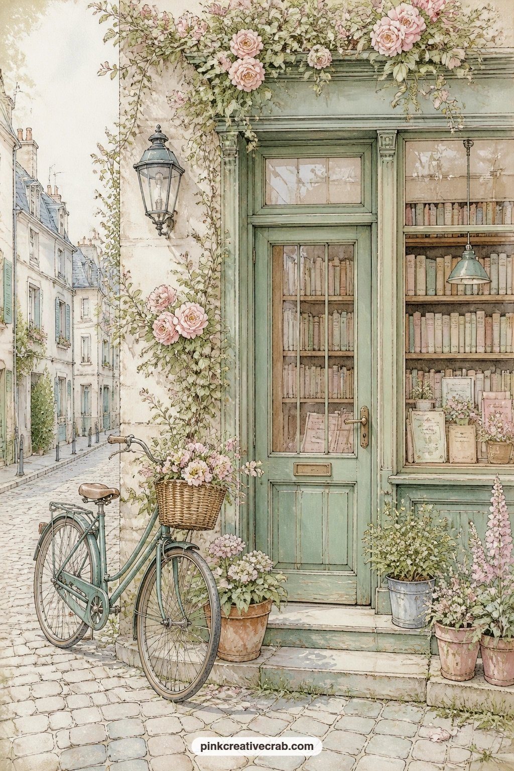 Little Bookshop Front printable page — Place this page opposite the window display page from earlier in the set, so the outside and inside of the same shop sit