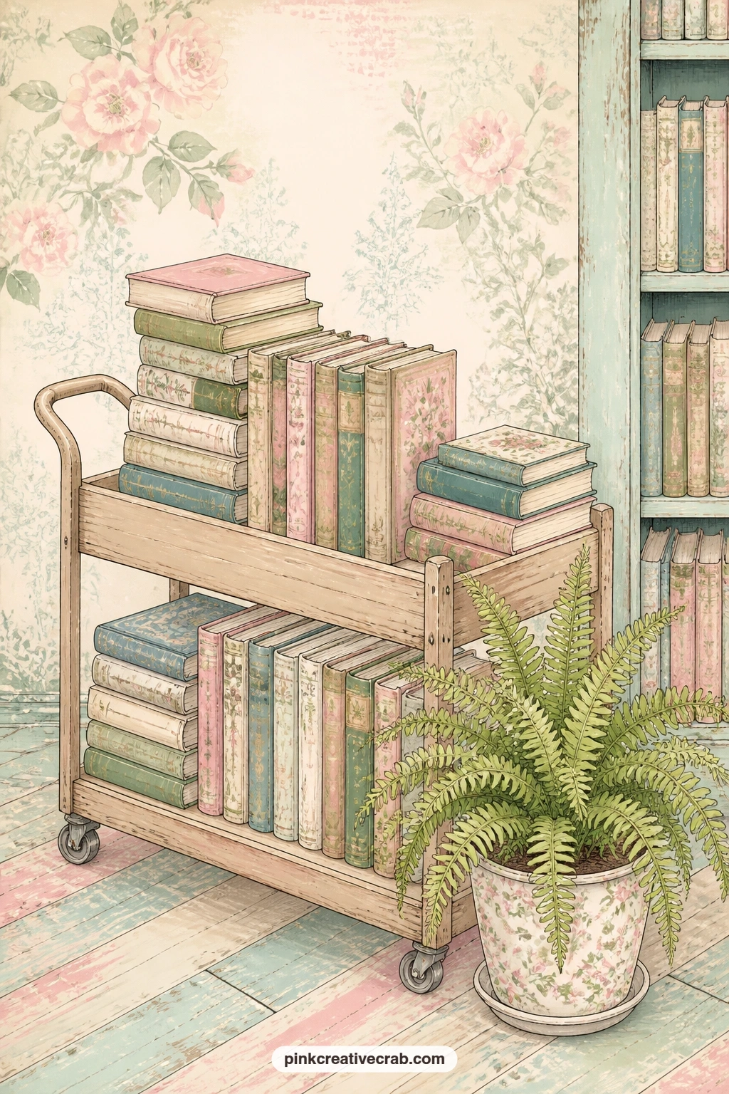 Secondhand Book Cart printable page — Who is this page for in a gift journal. Bookshop junk journal