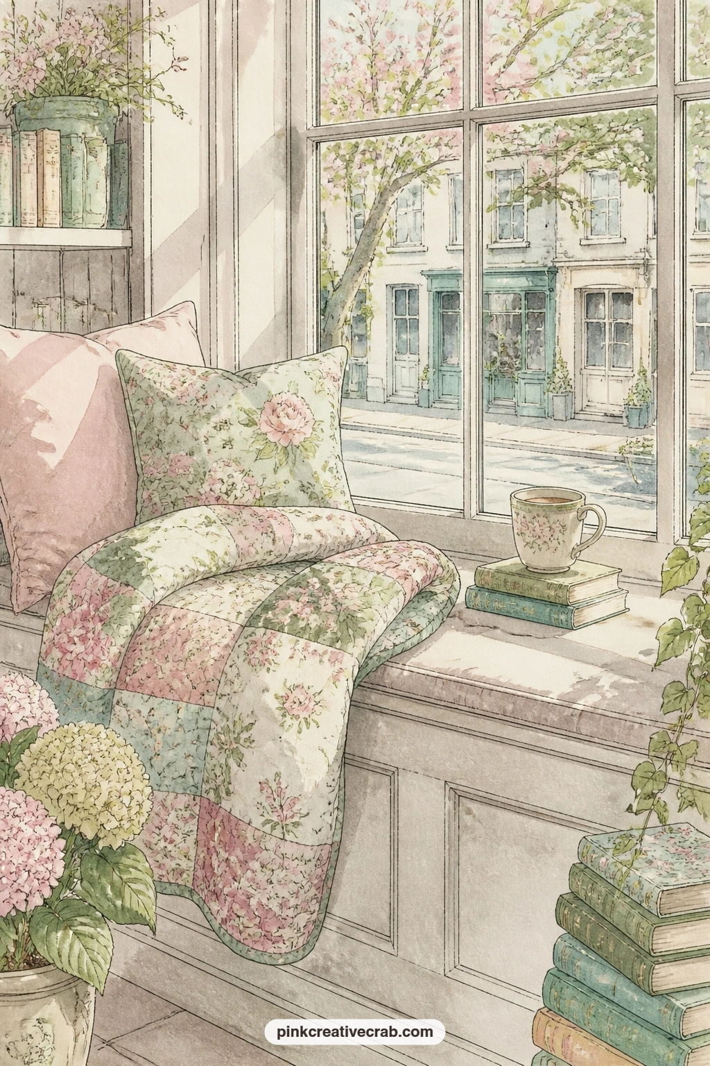 Sunny Window Seat printable page — Fold the corner of this page down like a dog-eared book, then tuck a tiny note underneath for whoever turns the page next.