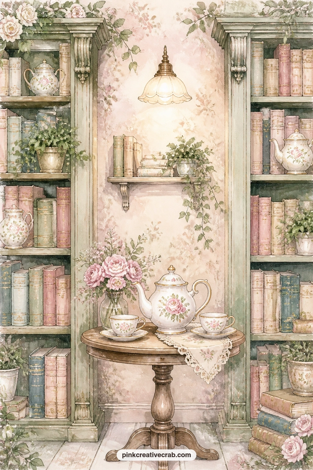 Teapot Between The Shelves printable page — Keep the entry here short and simple: what are you reading right now, and who would you want to share this pot of