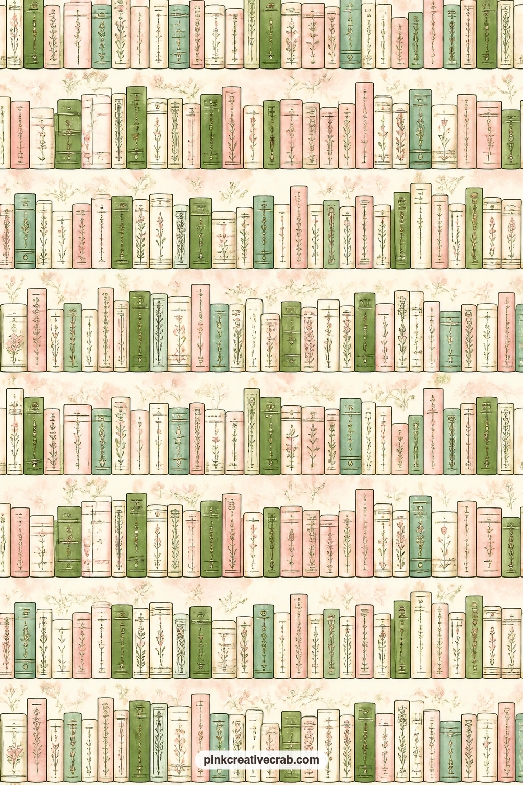 Tiny Book Spines Background printable page — Slide this one behind a reading log entry, use it to line the inside cover, or cut it into strips for a border