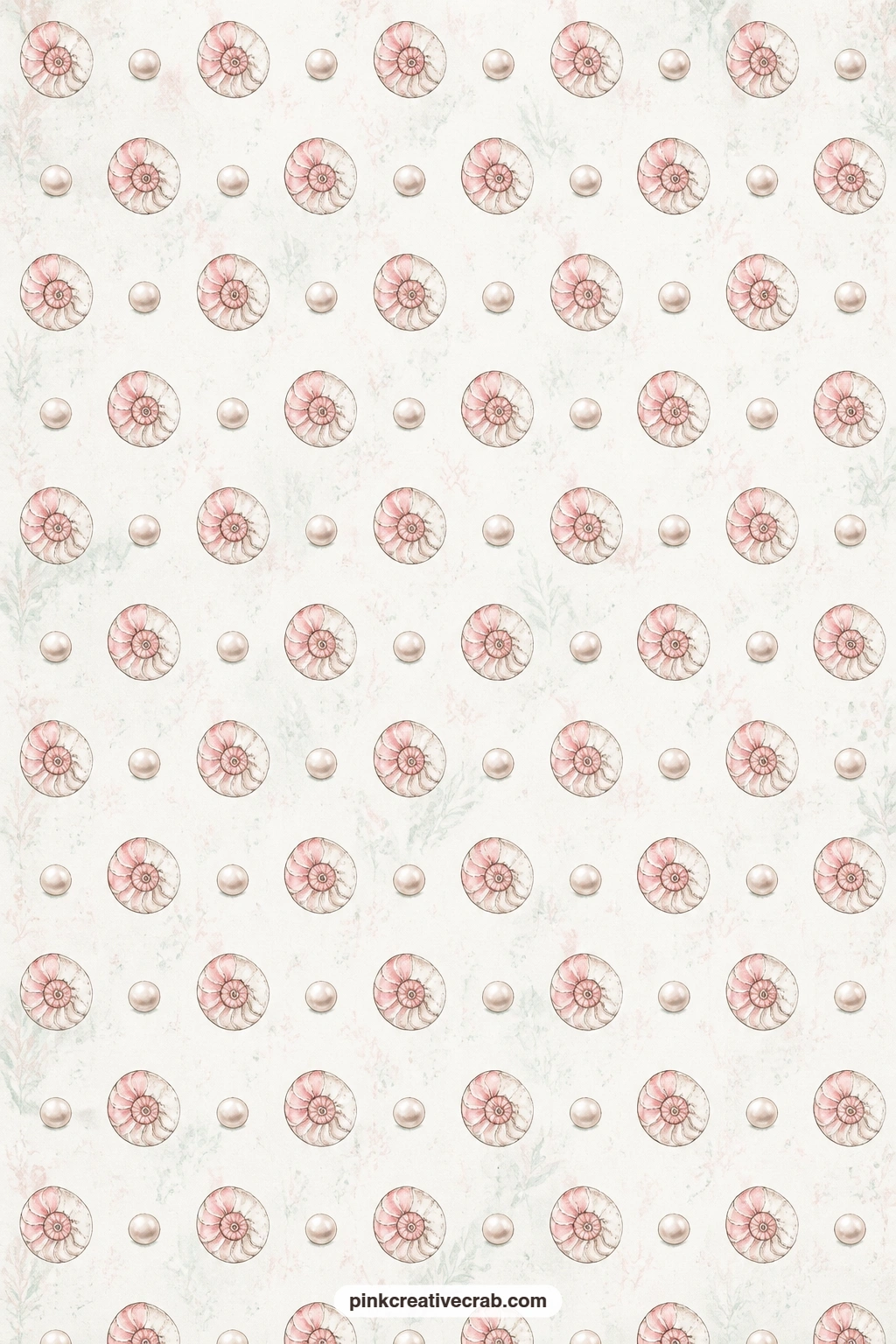 Nautilus Spiral And Pearl Pattern printable page — Try this spiral and pearl pattern under a photo of a special find, as the lining for a small keepsake
