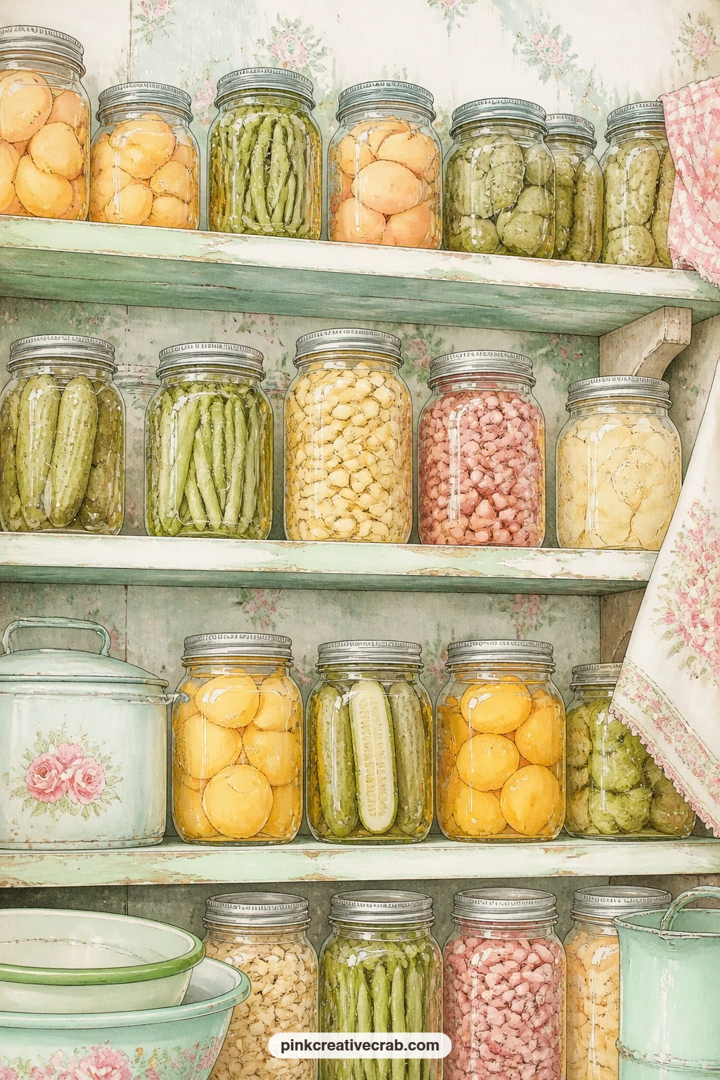 Pantry Shelves Of Mason Jars printable page — If space runs short, the five-minute version keeps just two or three jars in sharp focus and lets the rest of the
