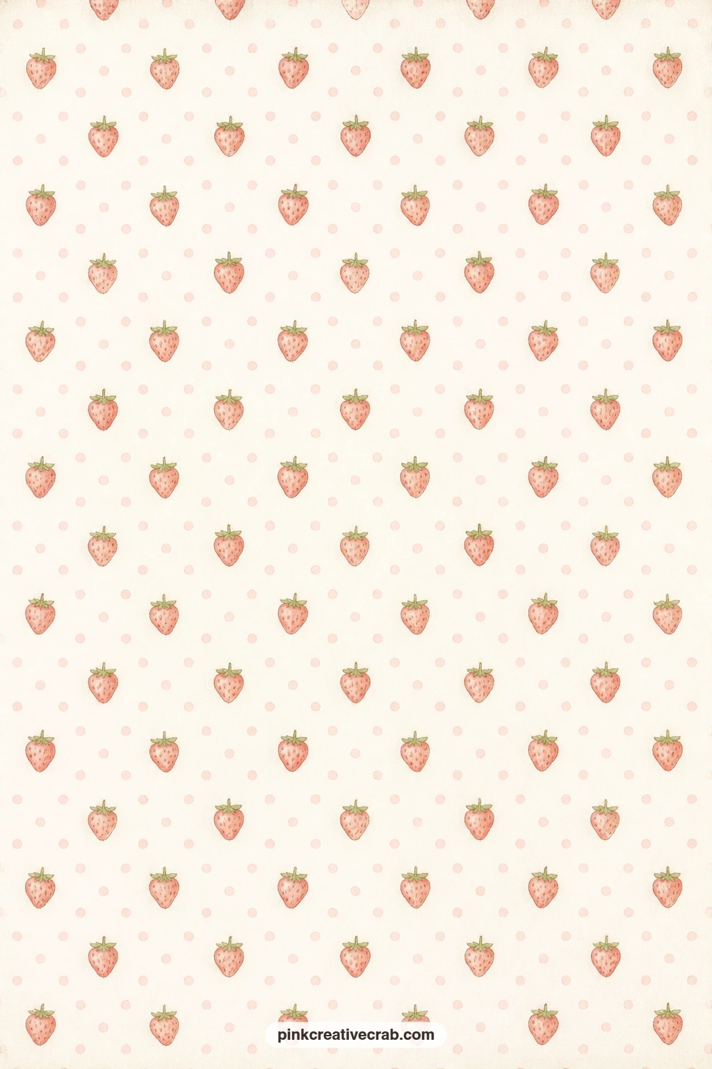 Polka Dot Strawberry Apron Pattern printable page — Strawberries scatter across polka dots in this fabric inspired pattern, well suited to a pocket lining, a