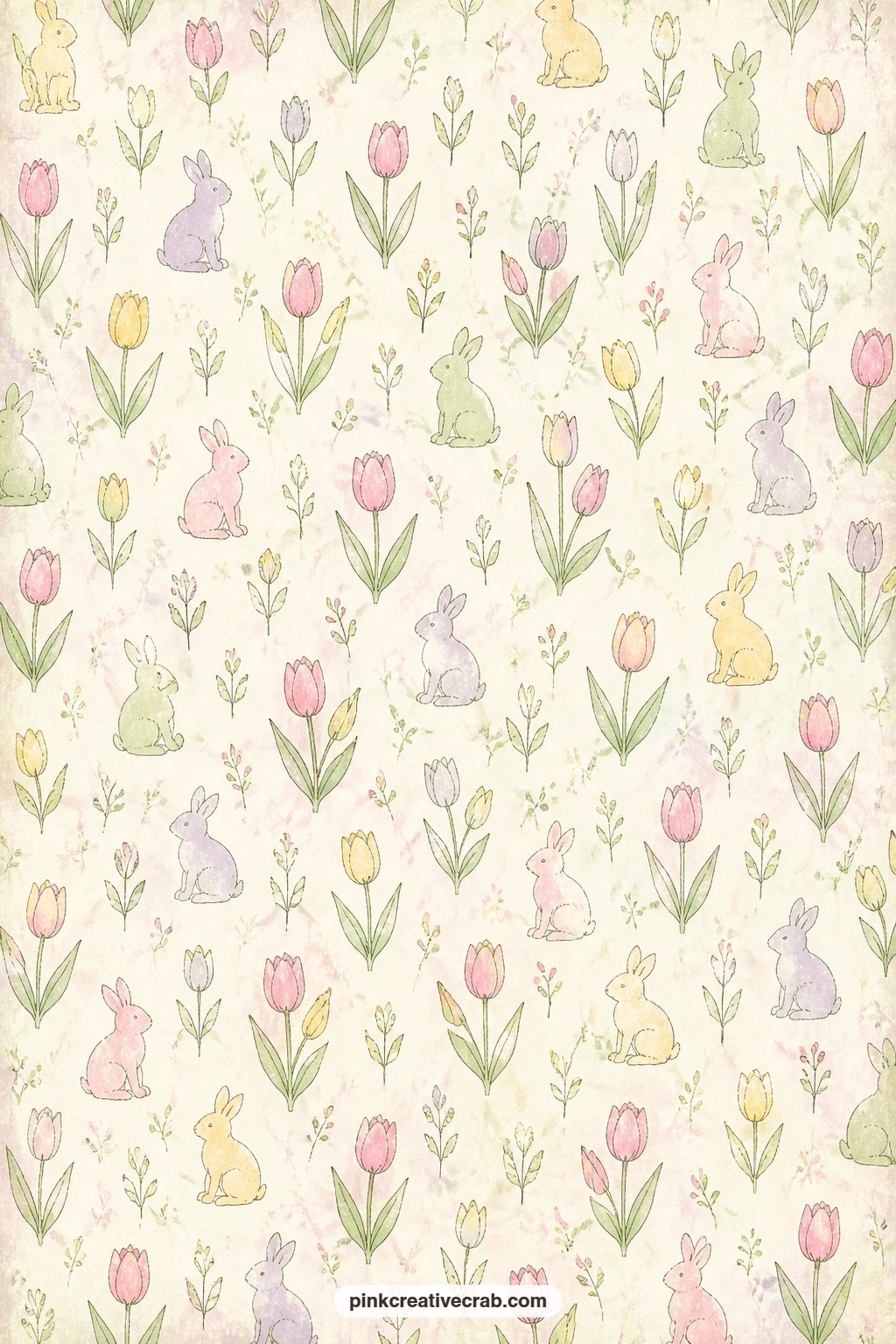 Bunny Silhouettes And Tulips printable page — Try this cream background behind a black and white photo for contrast, as the inside of a gatefold, or as the
